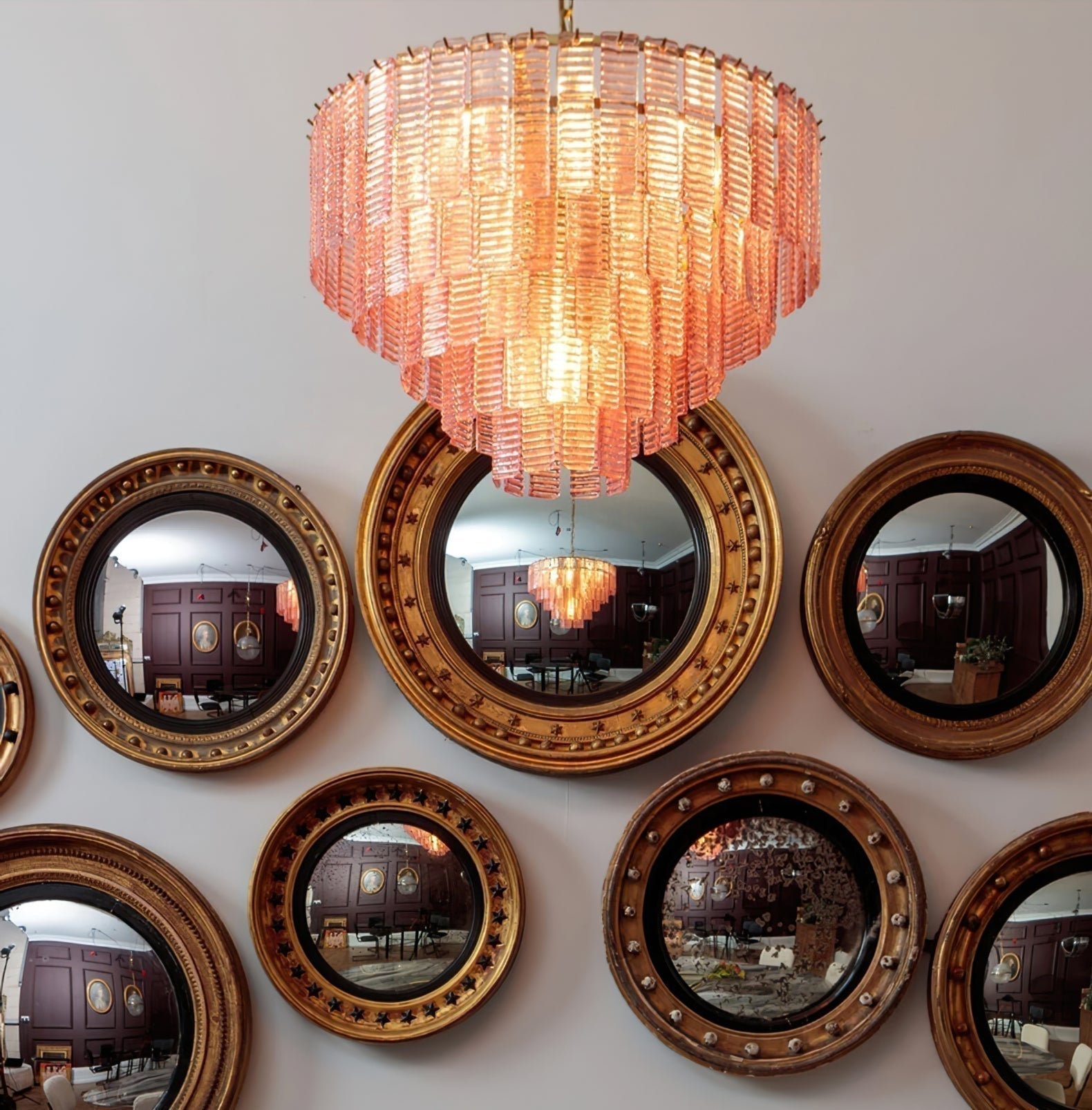 Aurora Chandelier Pink Murano Glass Layered Vintage Luxury - Neutralighting