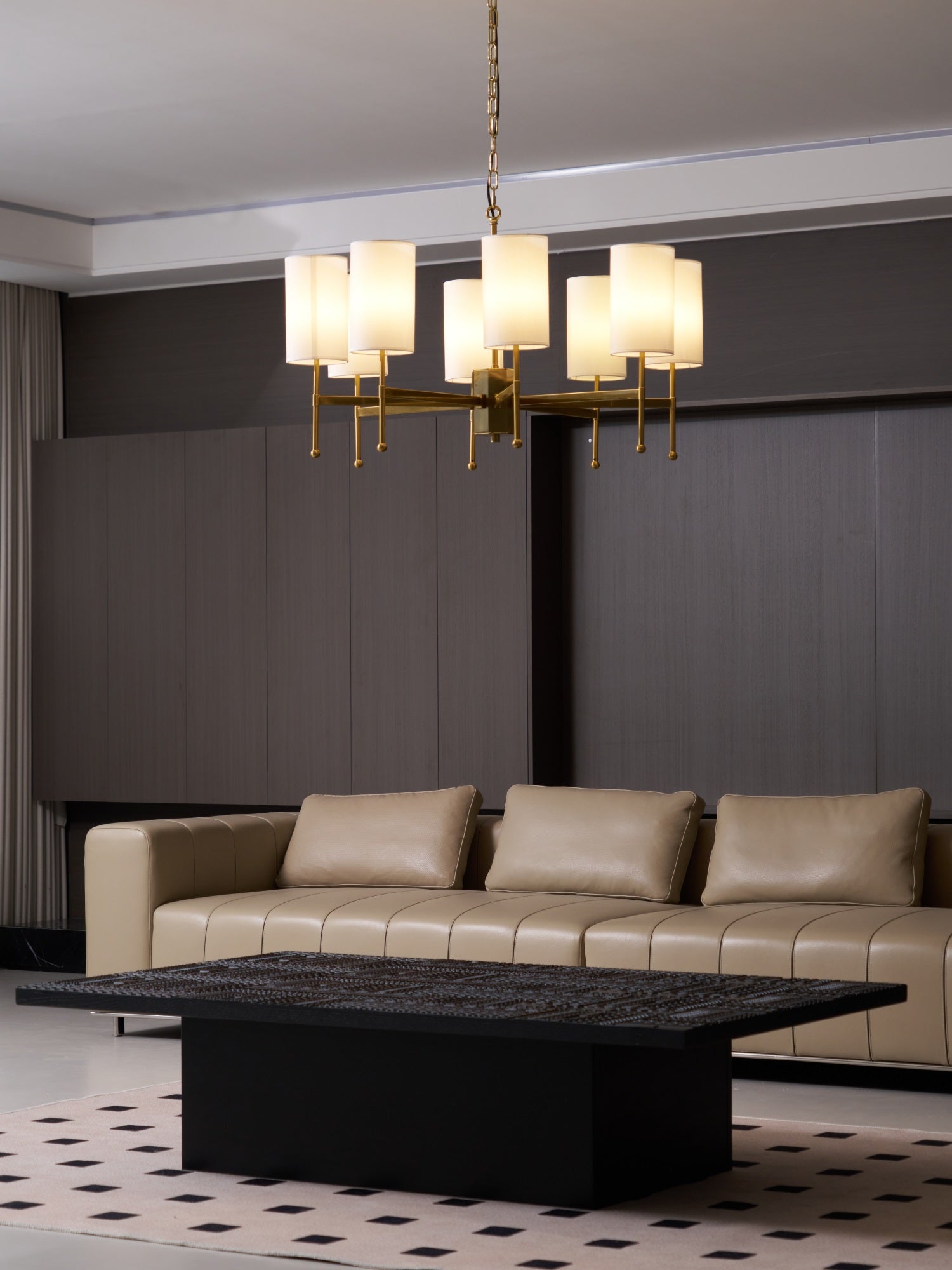 Ulcarisra Vintage Kronleuchter aus Messing mit Stoffbezug-Letslighting