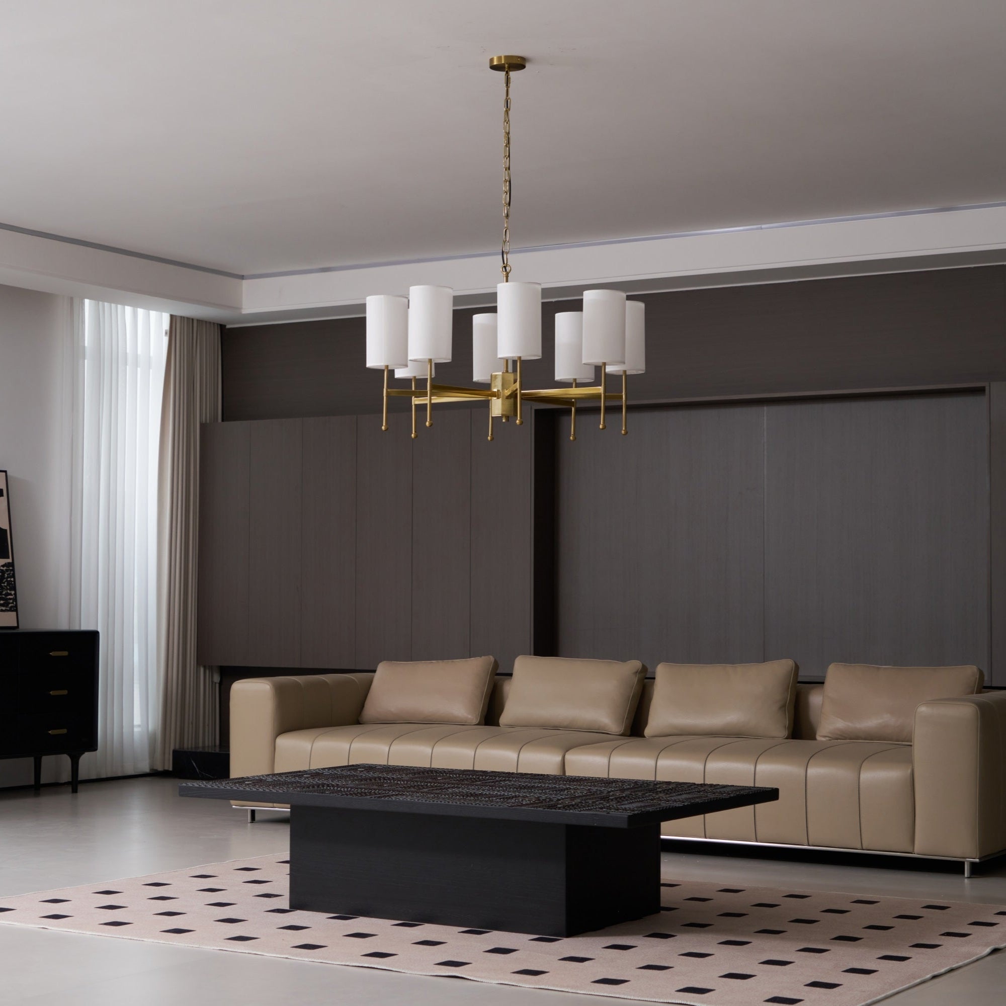 Ulcarisra Vintage Kronleuchter aus Messing mit Stoffbezug-Letslighting