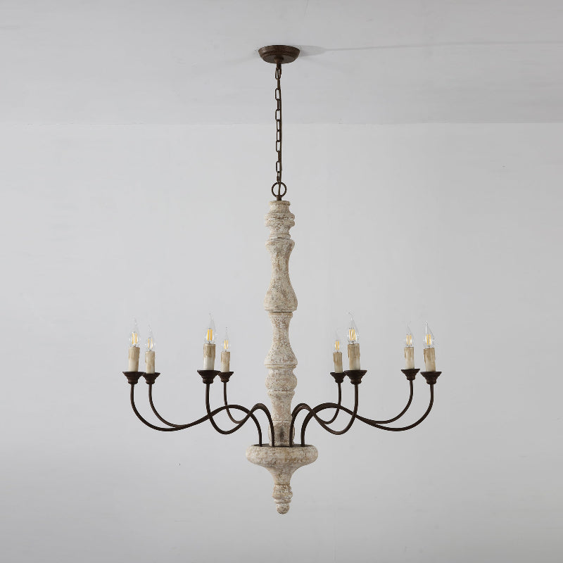 Emirel Vintage 8-flammiger Kerzenleuchter aus Holz-Letslighting