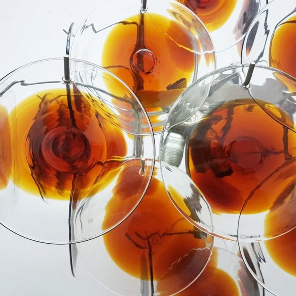 Aurora Kronleuchter Muranoglas Mid Century Nickel & Orange-Letslighting