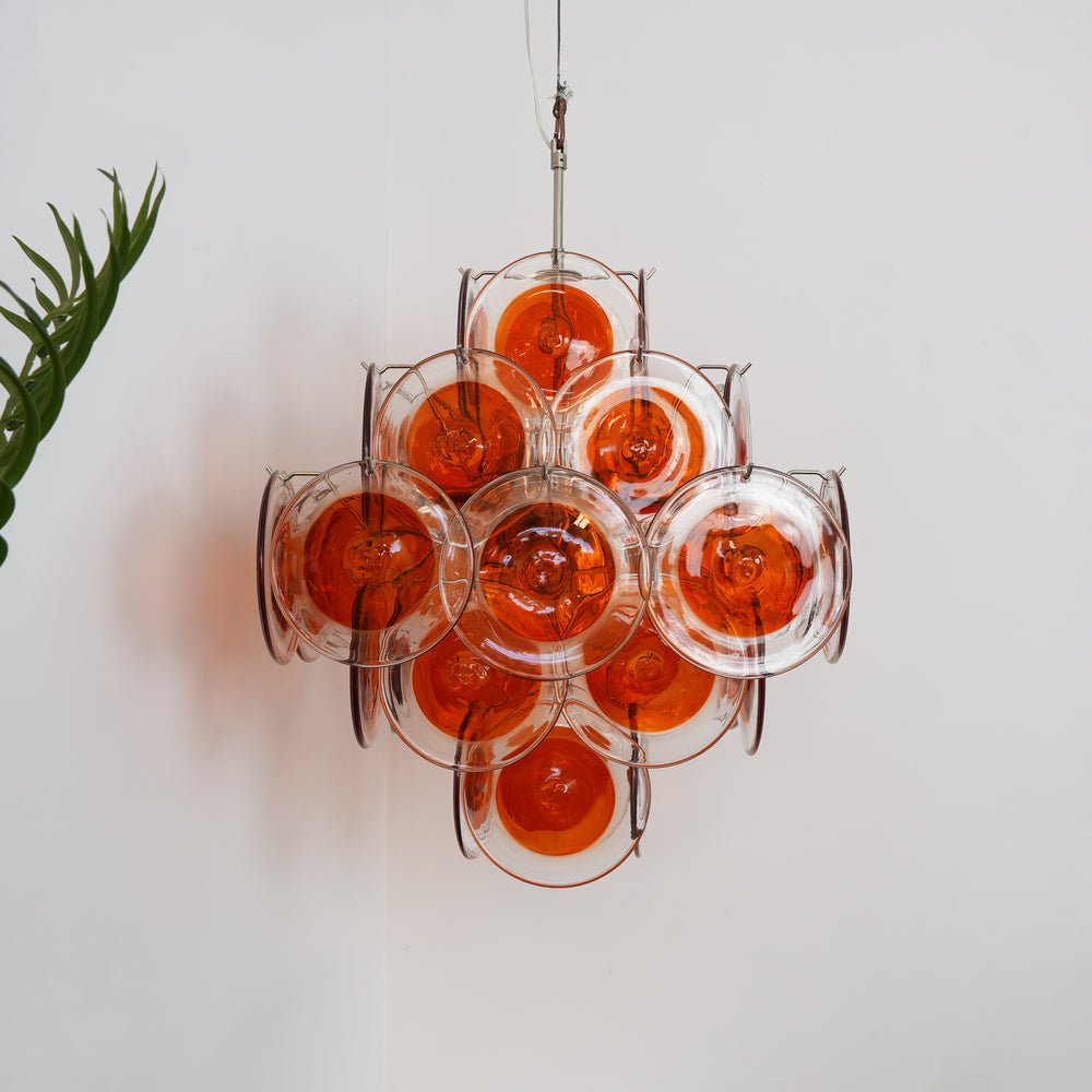 Aurora Chandelier Orange Murano Glass Disc Layered - Neutralighting