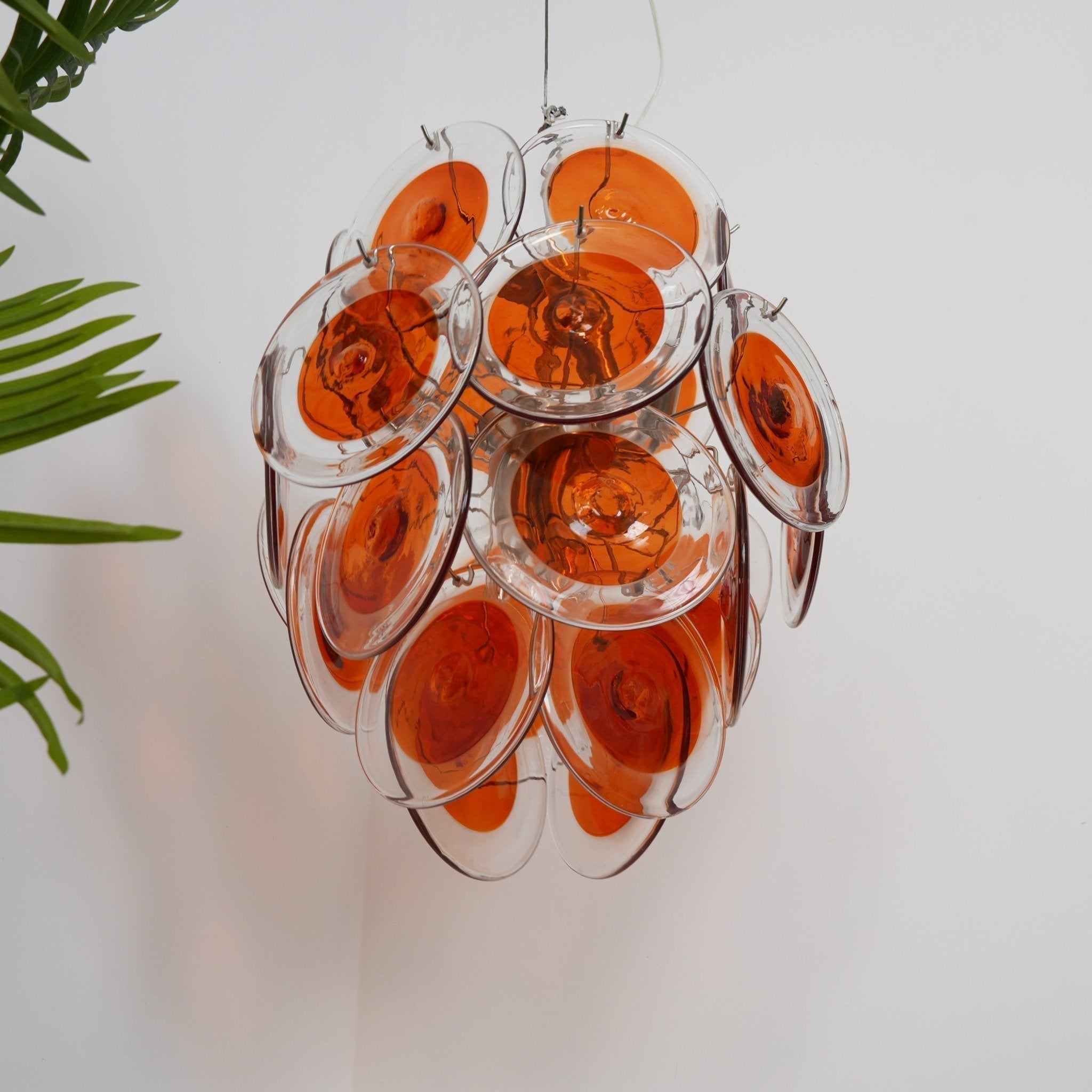 Aurora Chandelier Orange Murano Glass Disc Layered - Neutralighting