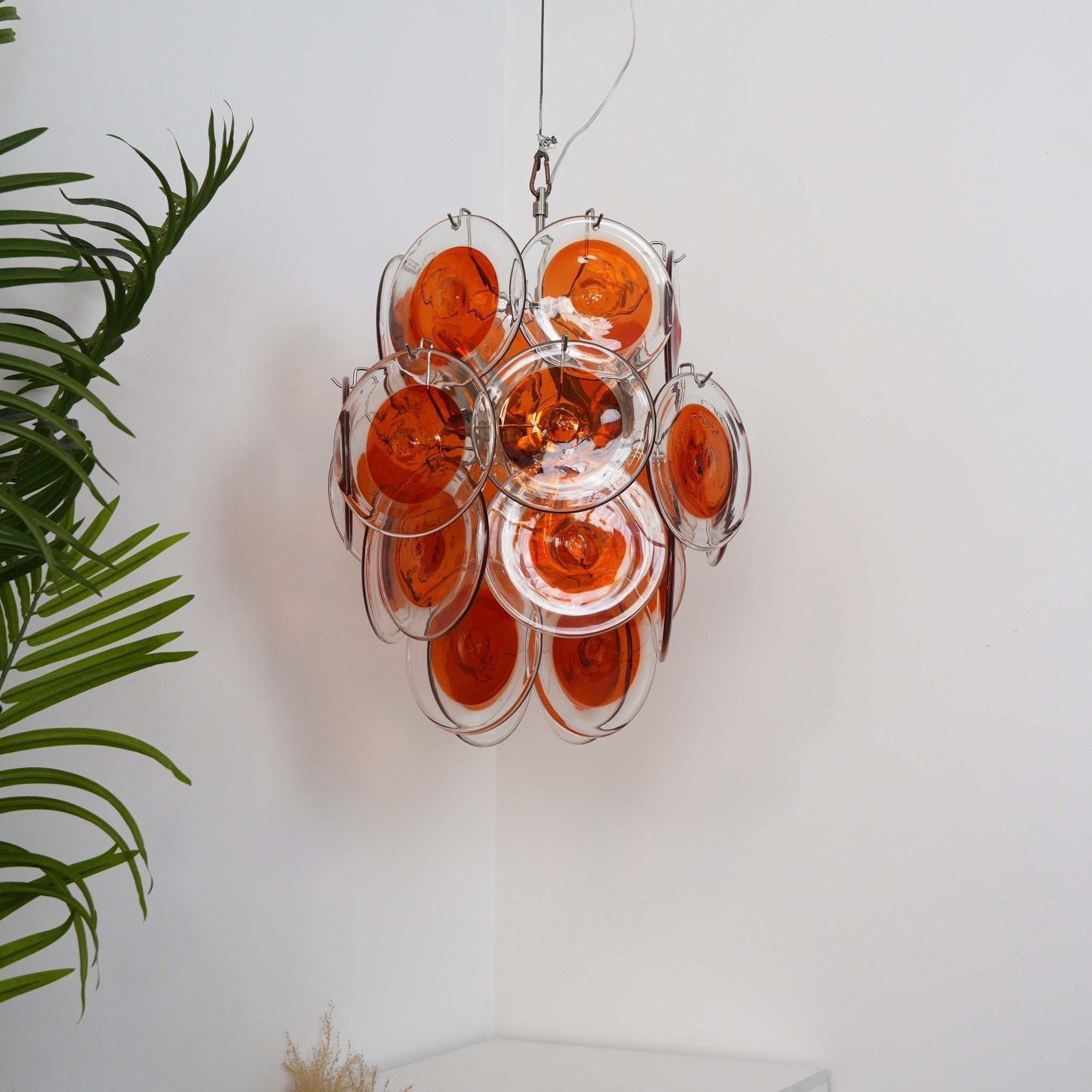 Aurora Chandelier Orange Murano Glass Disc Layered - Neutralighting