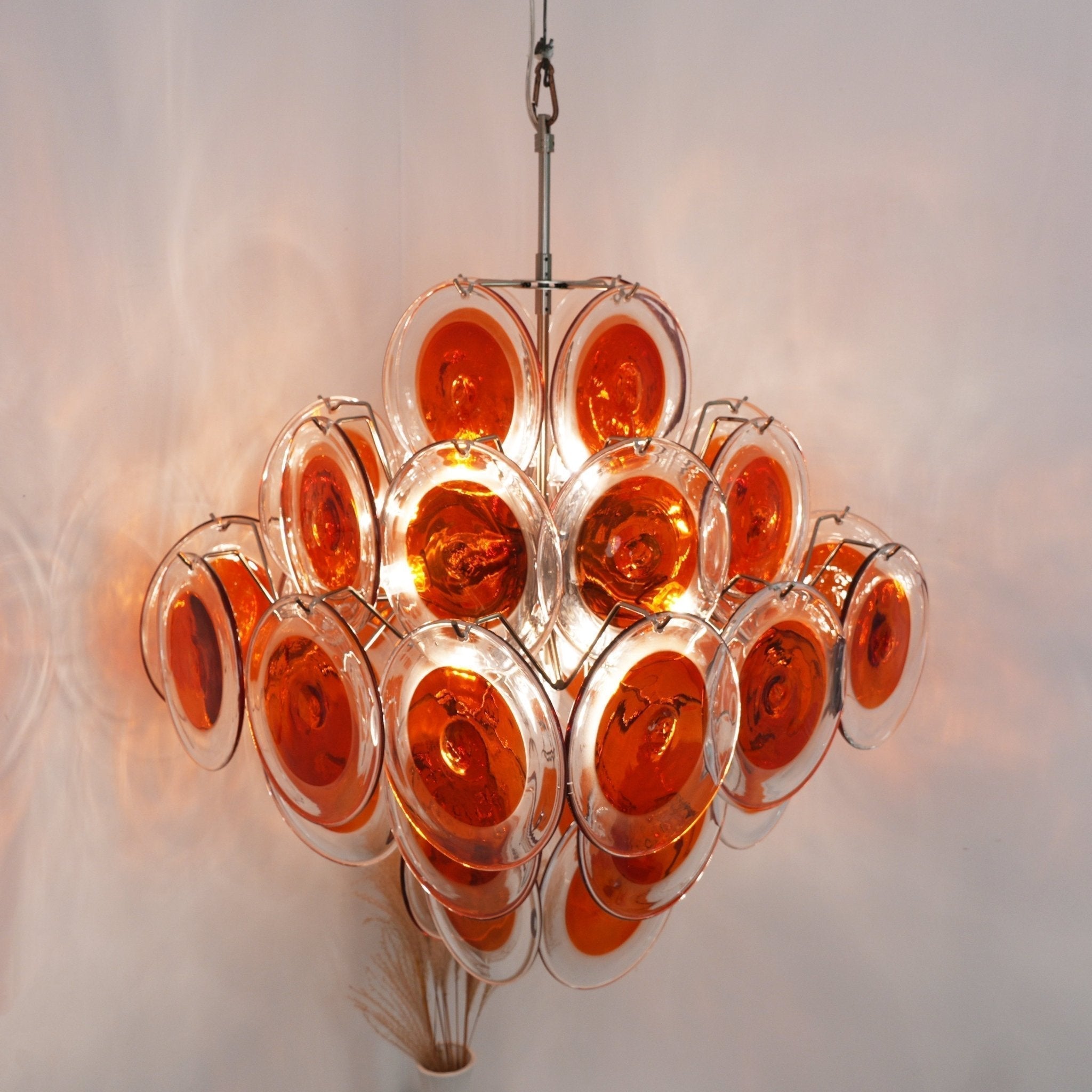 Aurora Chandelier Orange Murano Glass Disc Layered - Neutralighting