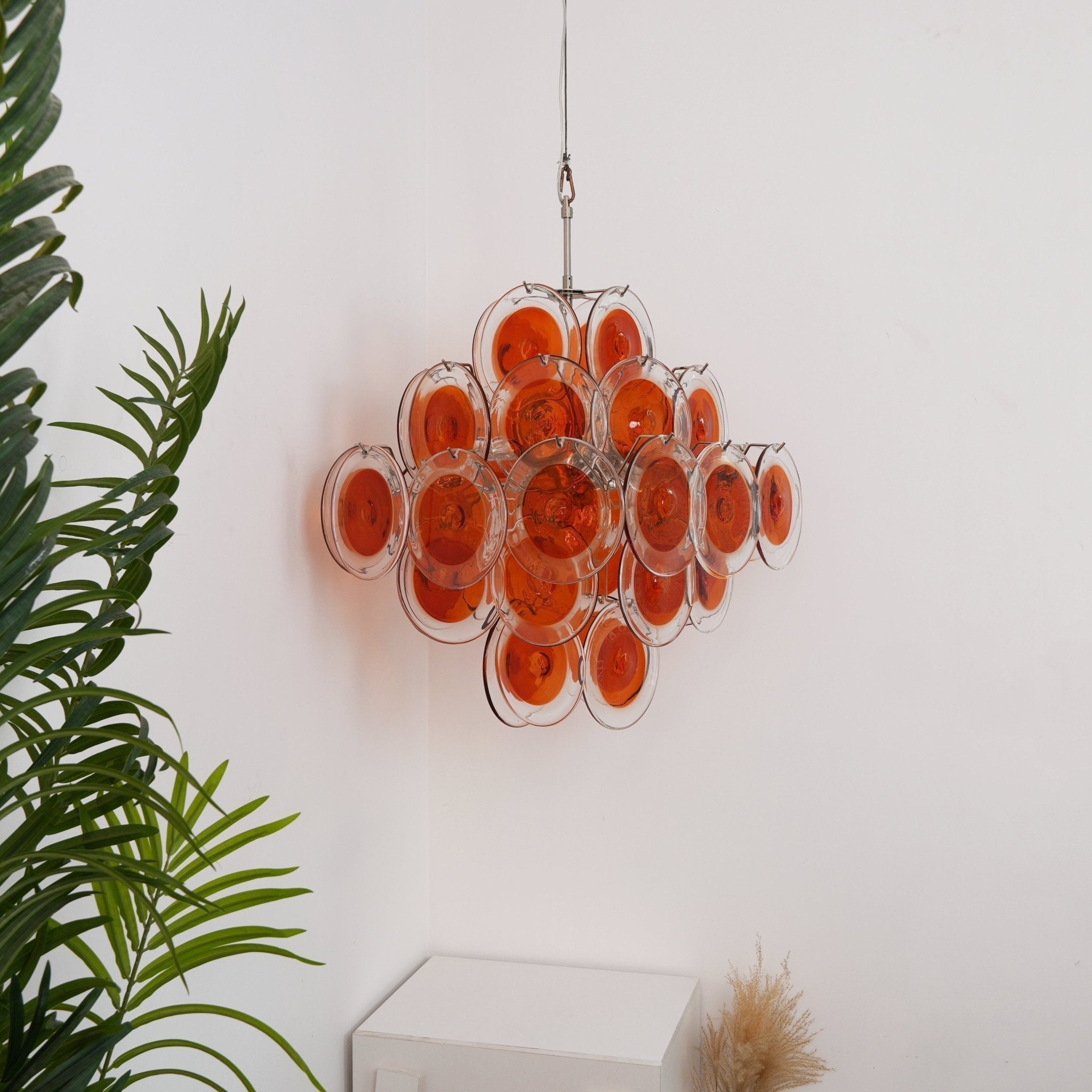 Aurora Chandelier Orange Murano Glass Disc Layered - Neutralighting