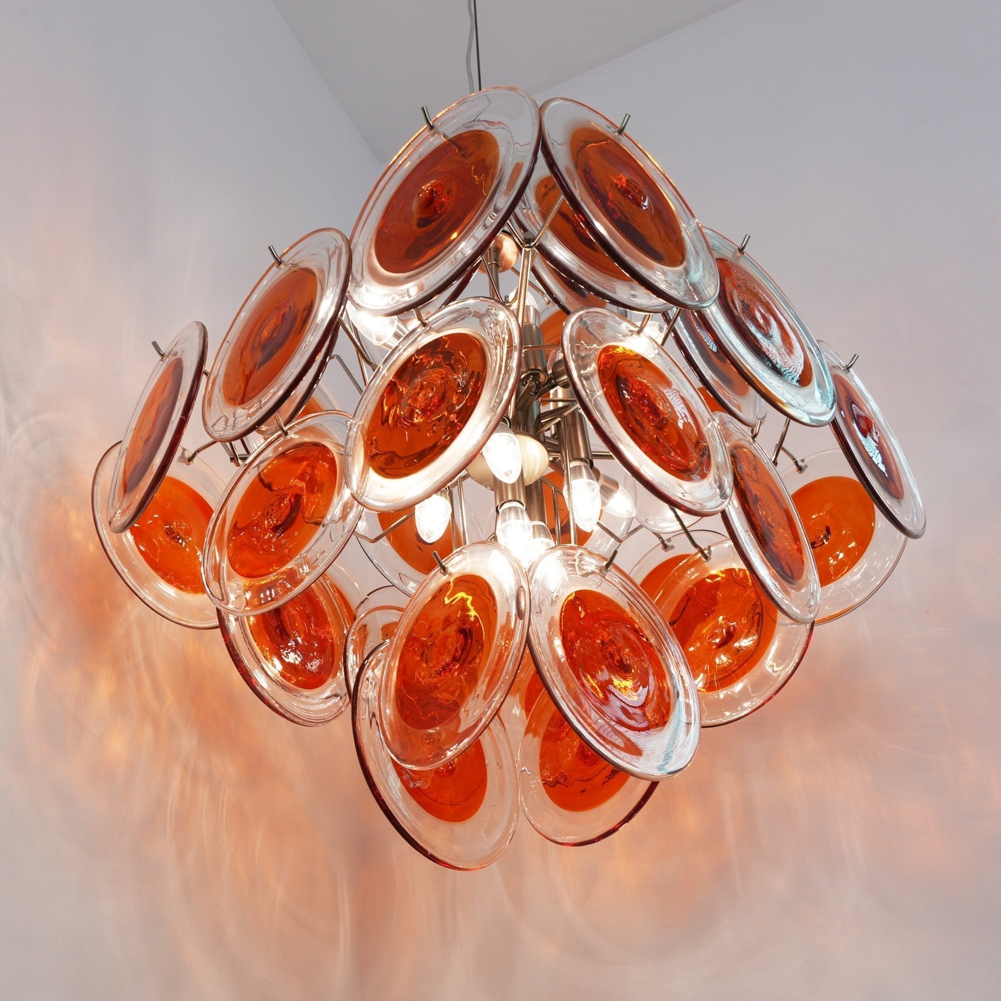 Aurora Chandelier Orange Murano Glass Disc Layered - Neutralighting
