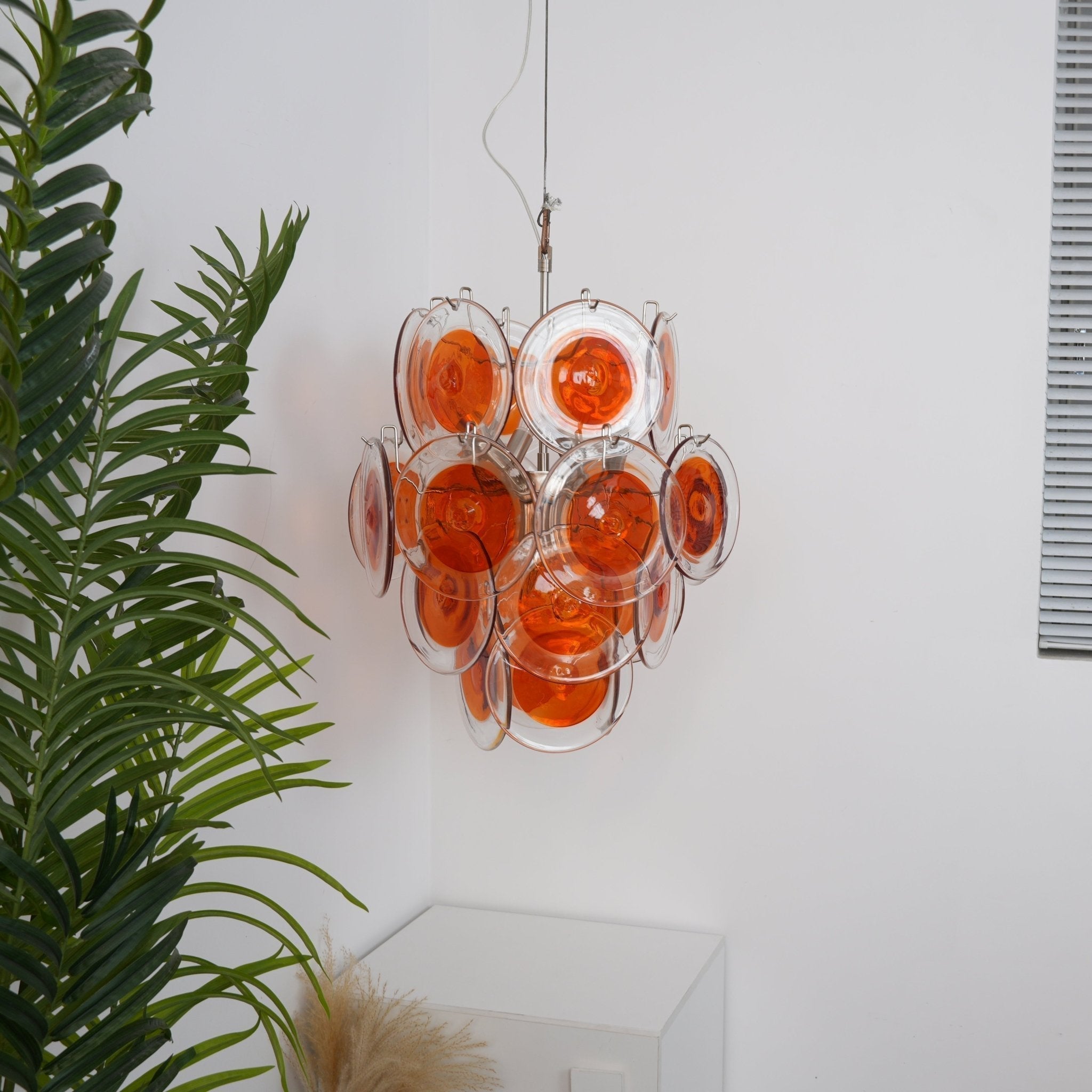 Aurora Chandelier Orange Murano Glass Disc Layered - Neutralighting