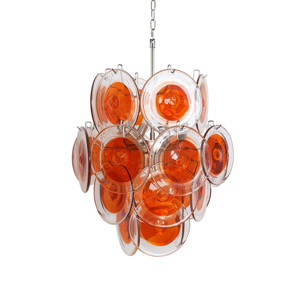 Aurora Chandelier Orange Murano Glass Disc Layered - Neutralighting