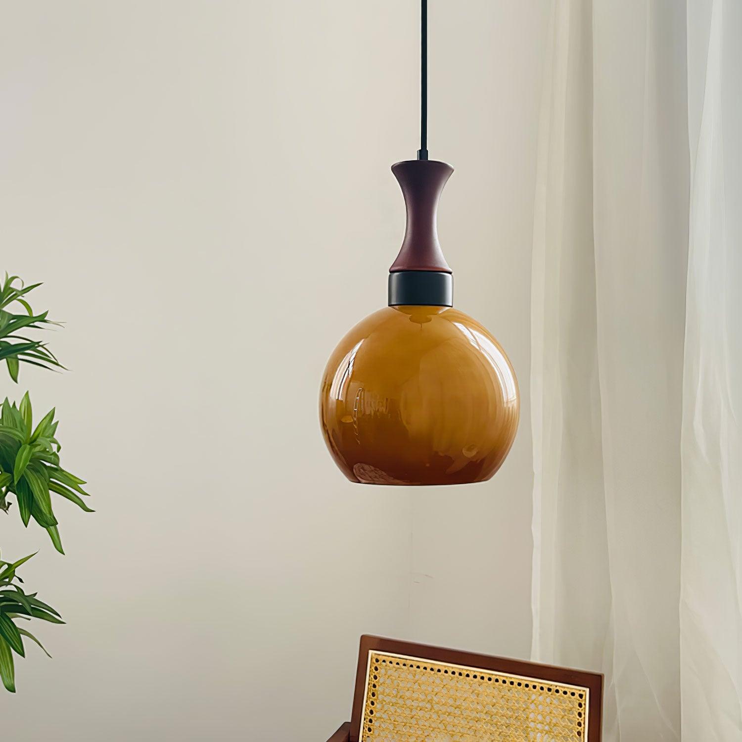 Orbique Moderne minimalistische Holz-Glas-Anhängerlampe-Letslighting