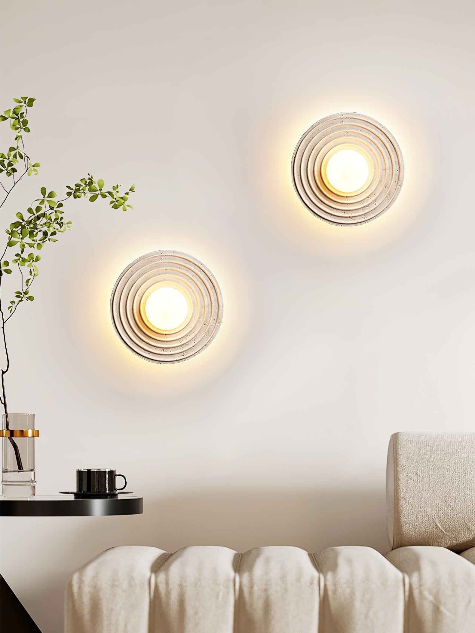 Zelirara Concentric Travertine Wall Light - Neutralighting