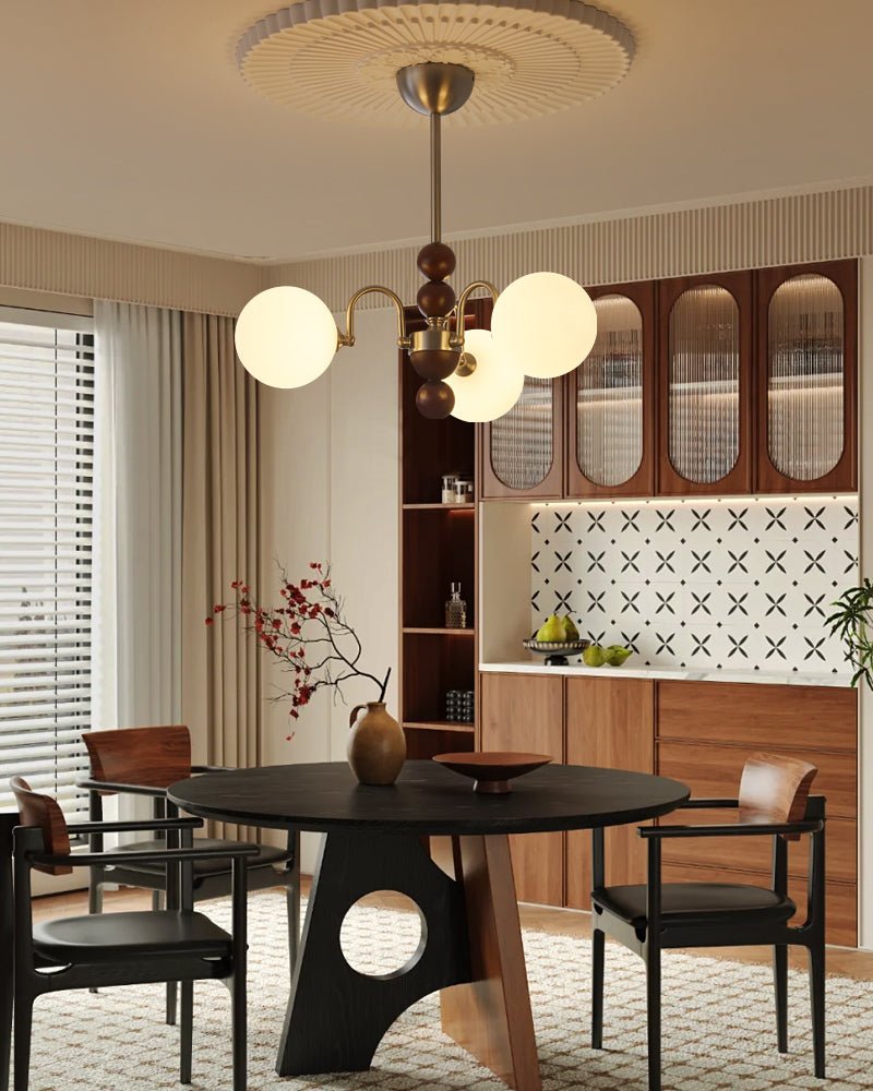 Orbital Premium Nordic Art Kurve Holz Glas Kronleuchter-Letslighting