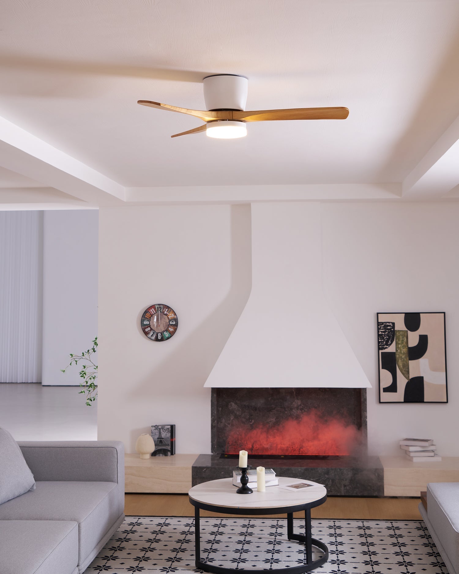 Ezra Nordische Deckenventilatorleuchte in Weiß