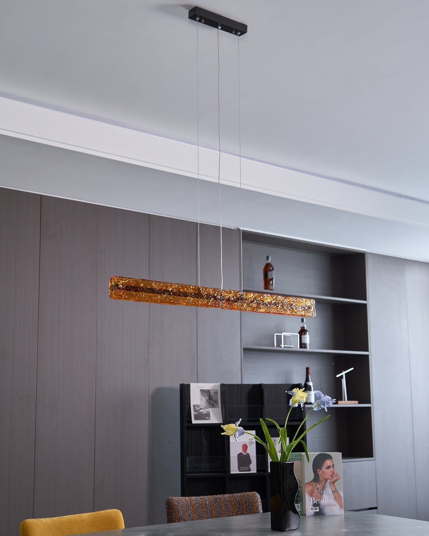 Avnorira Modern Minimalistisch Linear Insel Glas Pendelleuchte-Letslighting