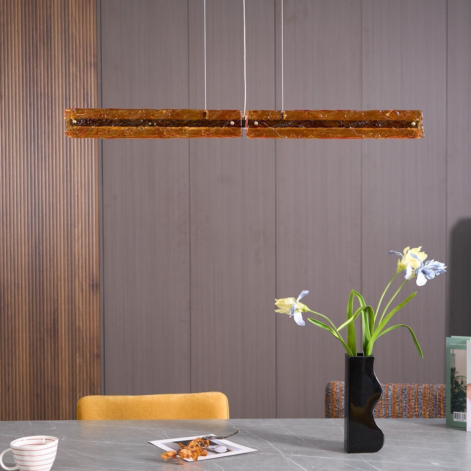 Avnorira Modern Minimalistisch Linear Insel Glas Pendelleuchte-Letslighting