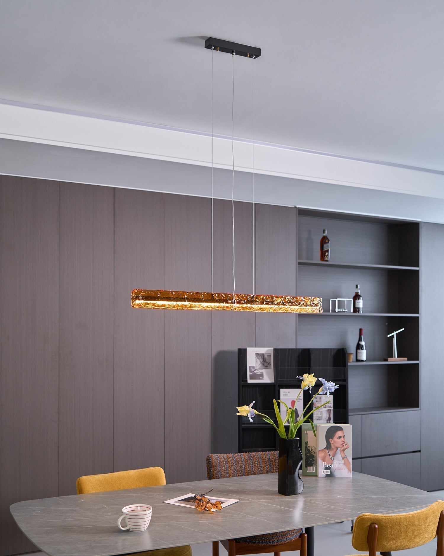 Avnorira Modern Minimalistisch Linear Insel Glas Pendelleuchte-Letslighting