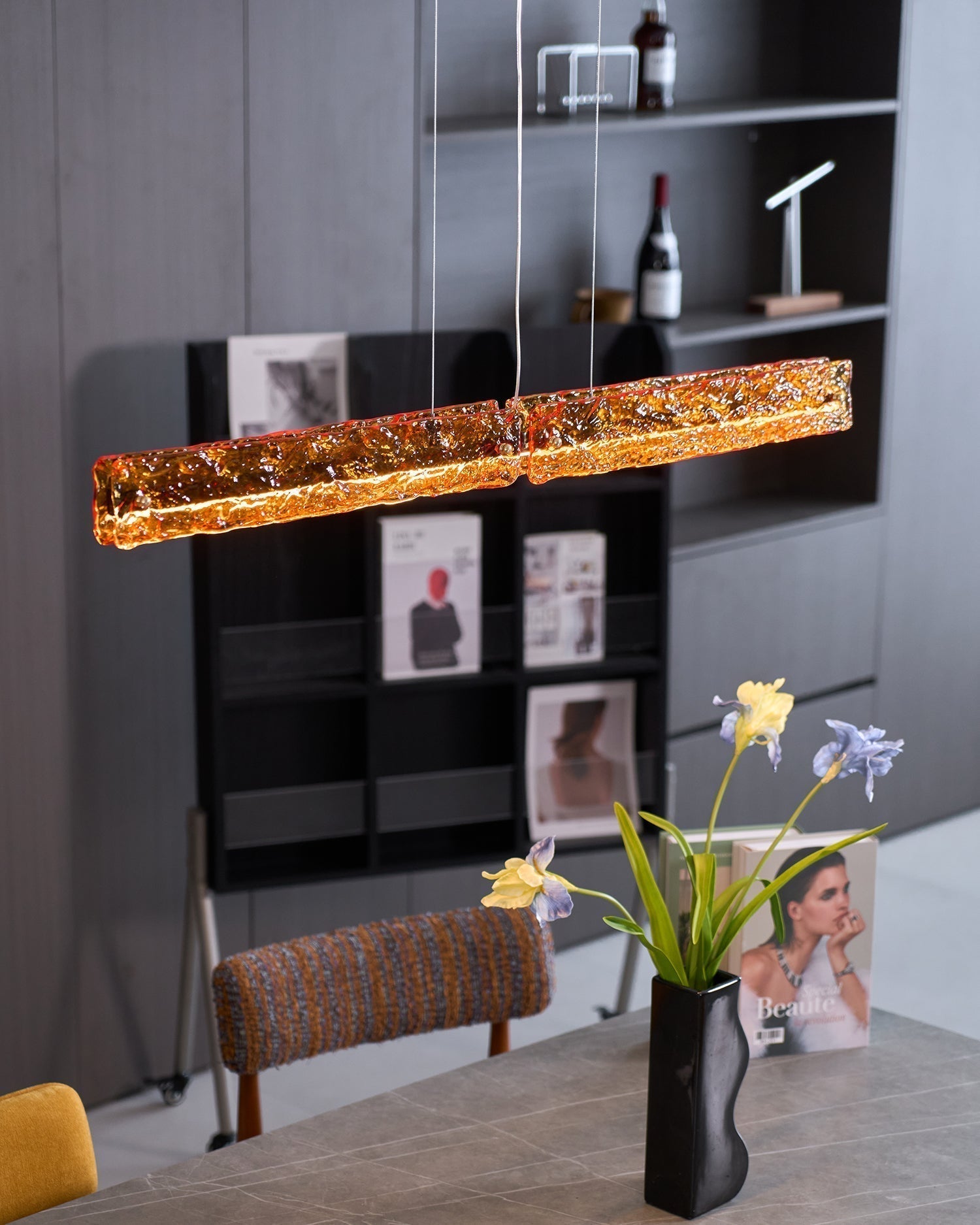 Avnorira Modern Minimalistisch Linear Insel Glas Pendelleuchte-Letslighting