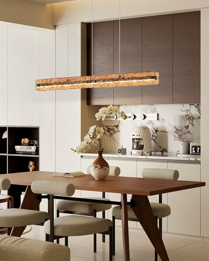 Avnorira Modern Minimalistisch Linear Insel Glas Pendelleuchte-Letslighting