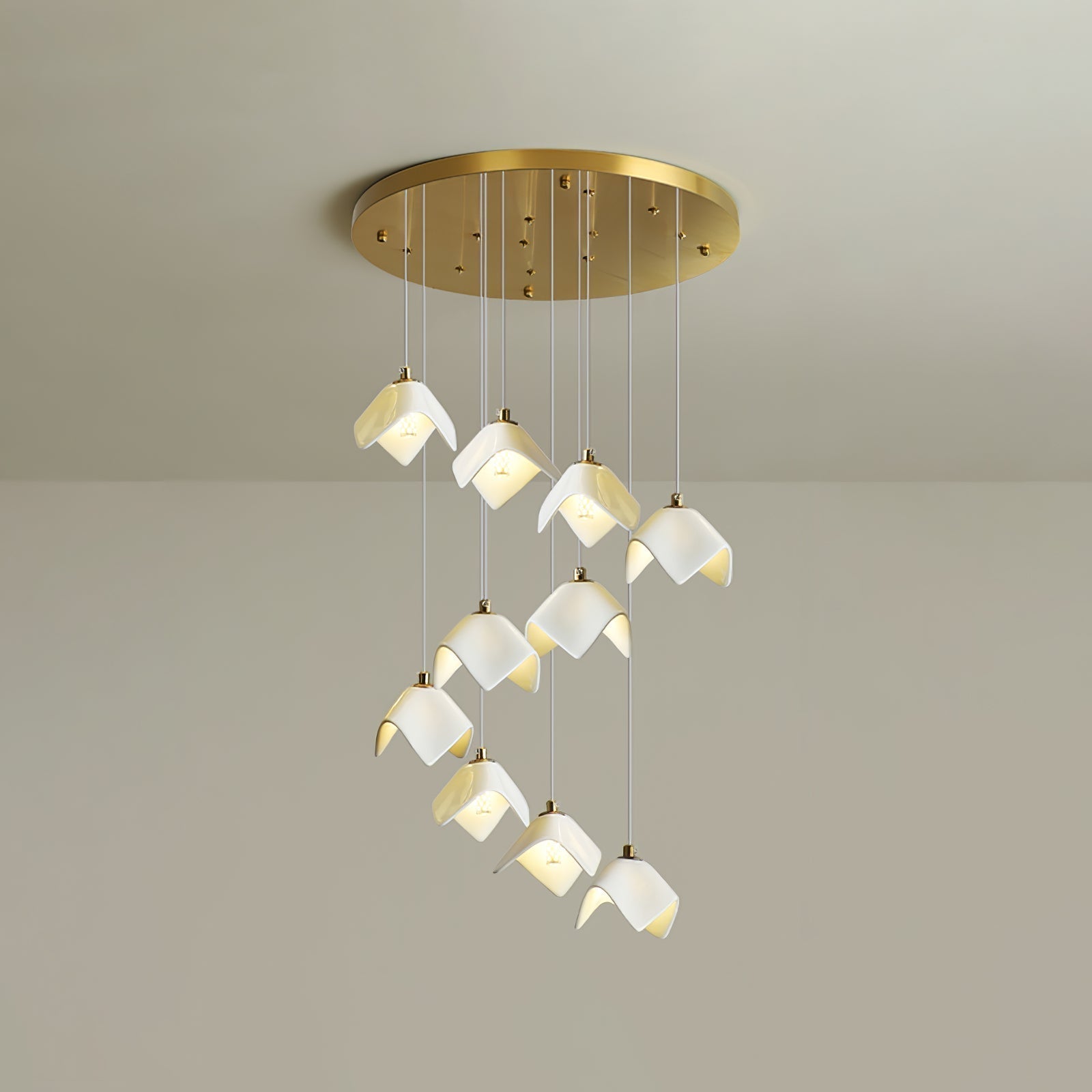 Cithayra Geometrischer Kronleuchter aus Glas und Messing-Letslighting
