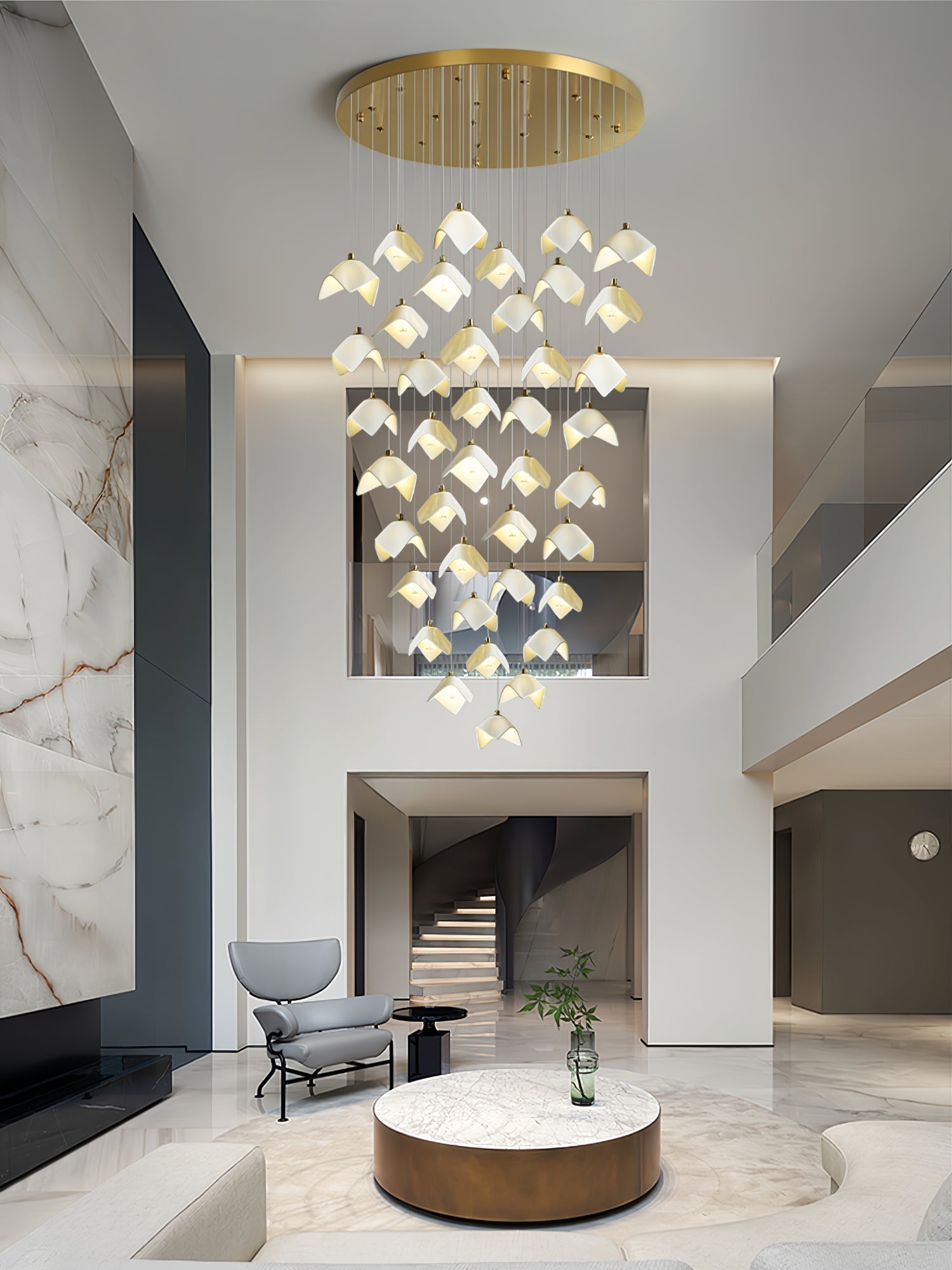 Cithayra Geometrischer Kronleuchter aus Glas und Messing-Letslighting