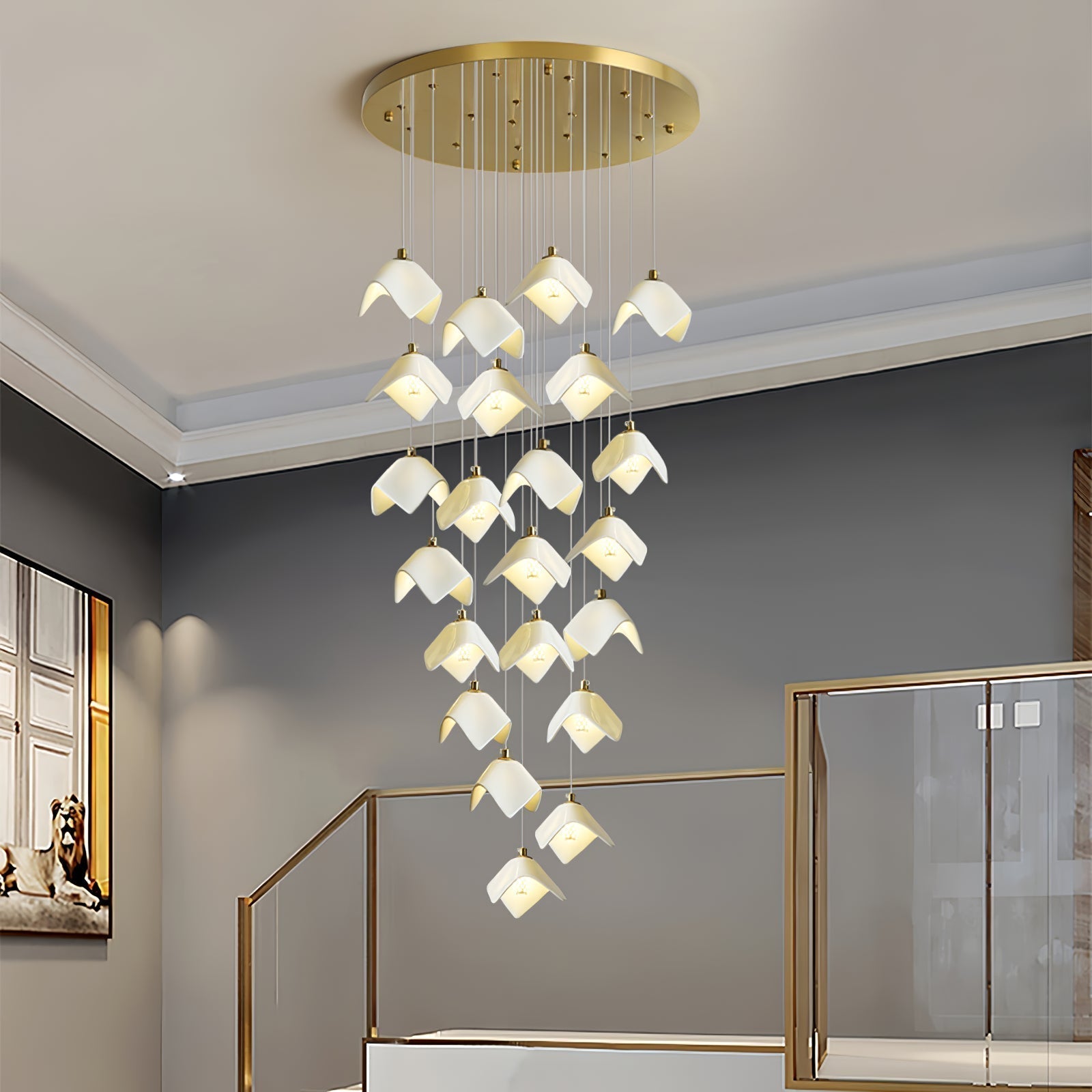 Cithayra Geometrischer Kronleuchter aus Glas und Messing-Letslighting