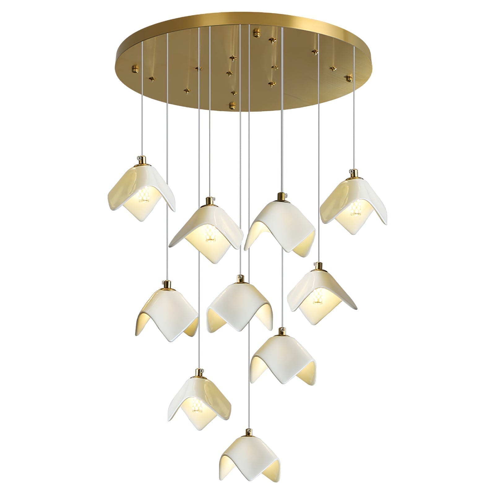 Cithayra Geometrischer Kronleuchter aus Glas und Messing-Letslighting