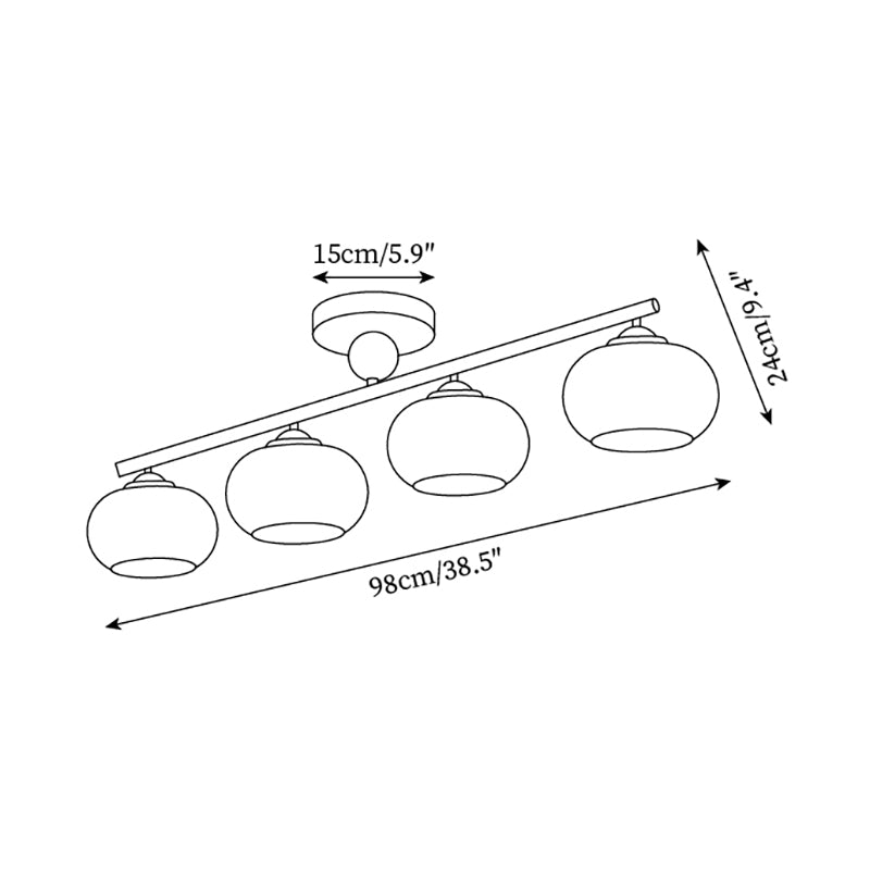 Aubrelle 4-Flammige Bernstein-Glas-Globus-Deckenleuchte-Letslighting