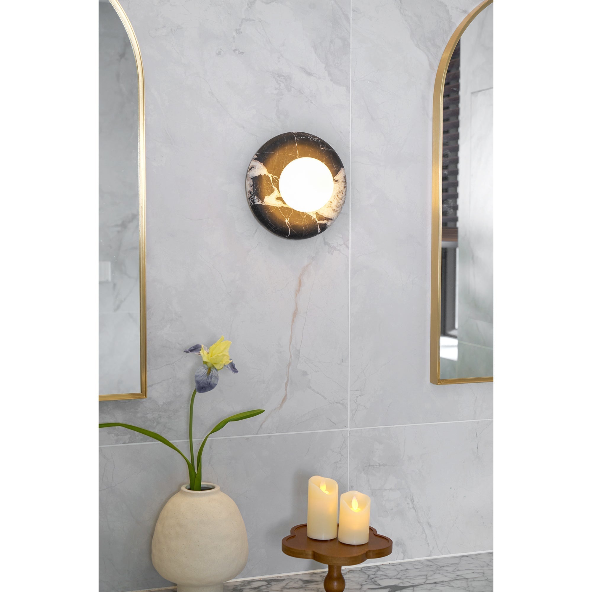 Uvinos Schwarze Marmor Wandleuchte-Letslighting