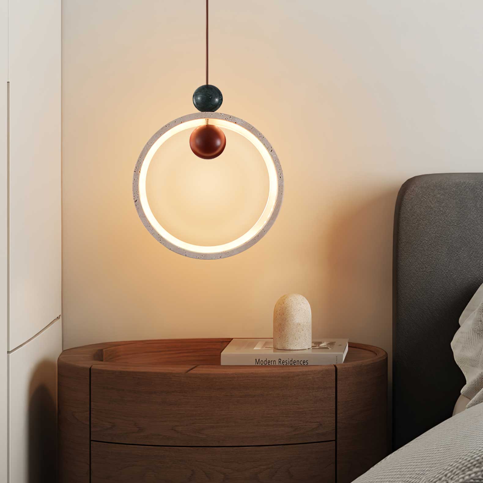 Vovinyra Circular Travertine Pendant Light - Neutralighting
