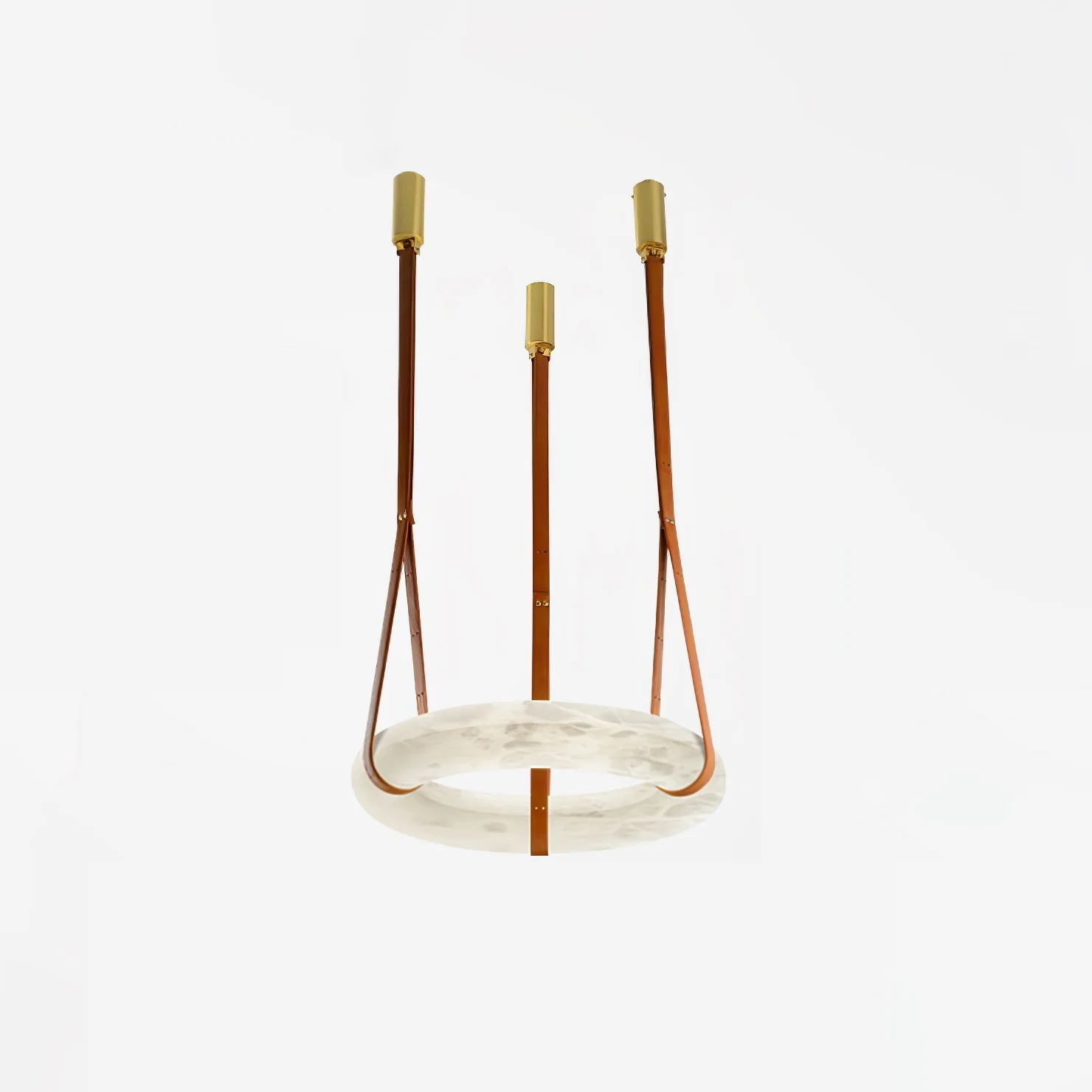 Étoile Pendant Light Chandelier Alabaster Ring Triple Leather - Letslighting
