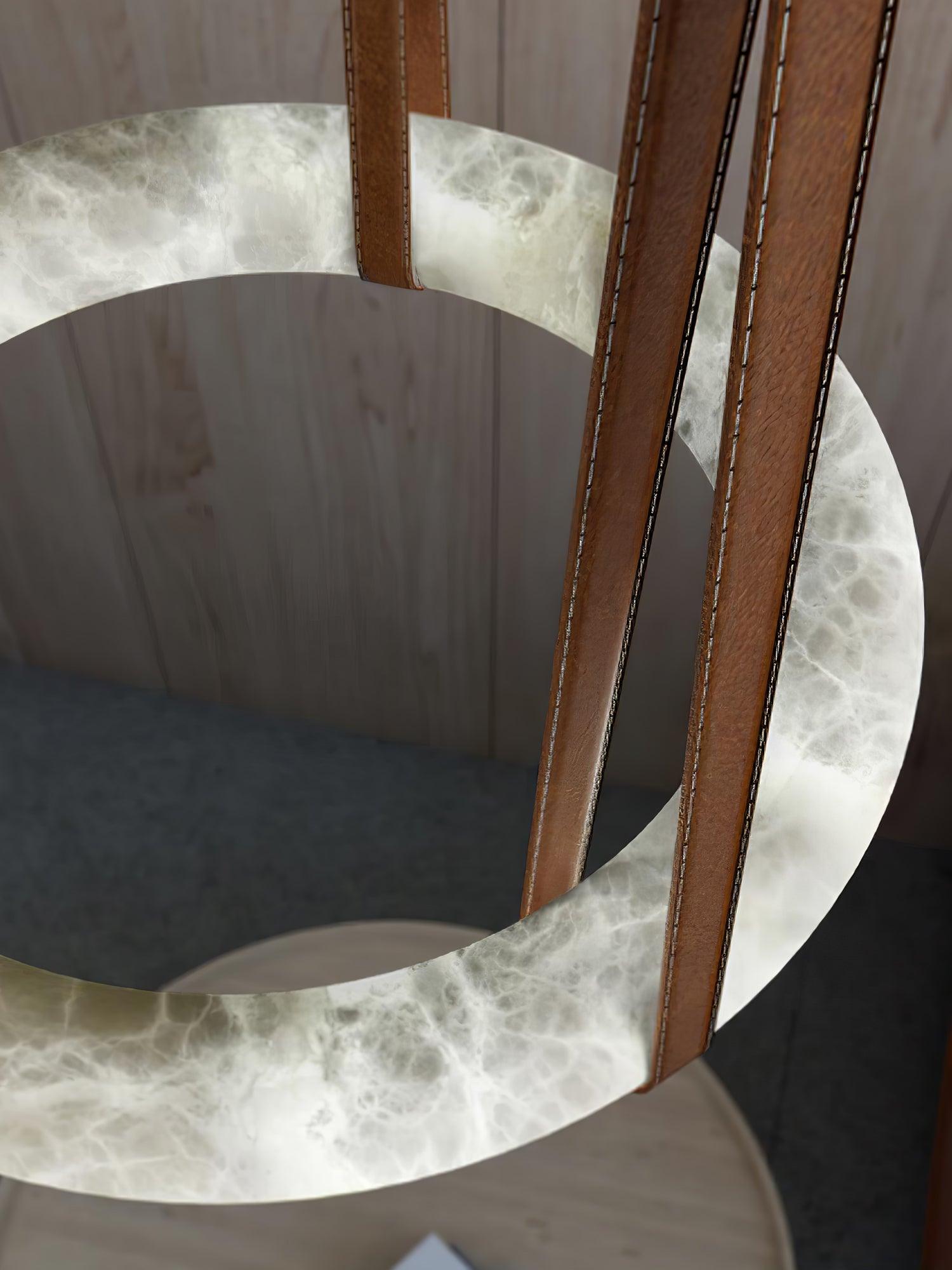 Étoile Pendant Light Alabaster Ring Leather Straps Scandinavian - Letslighting