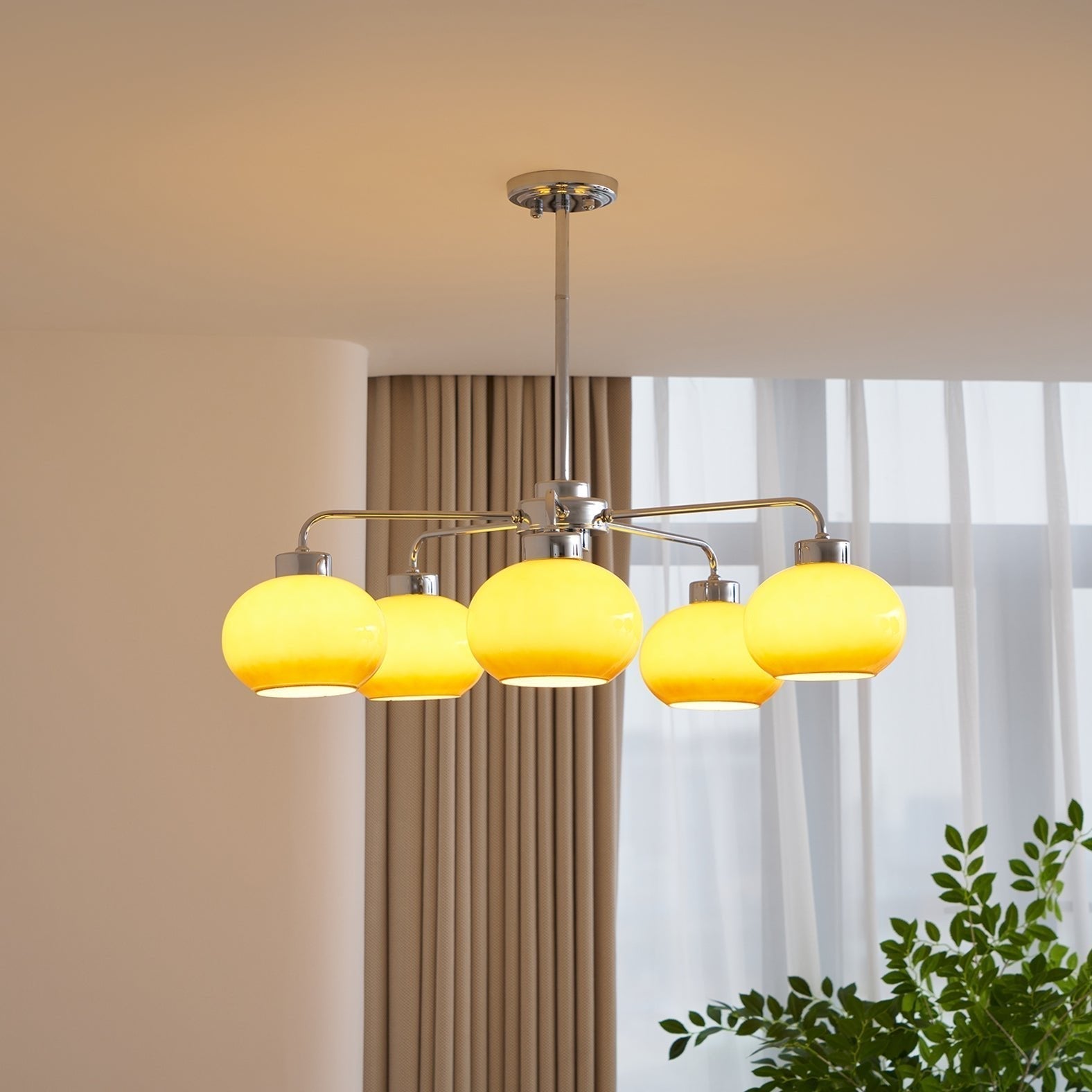 Lustra Kronleuchter Glas Chrom Geometrisch Retro-Letslighting