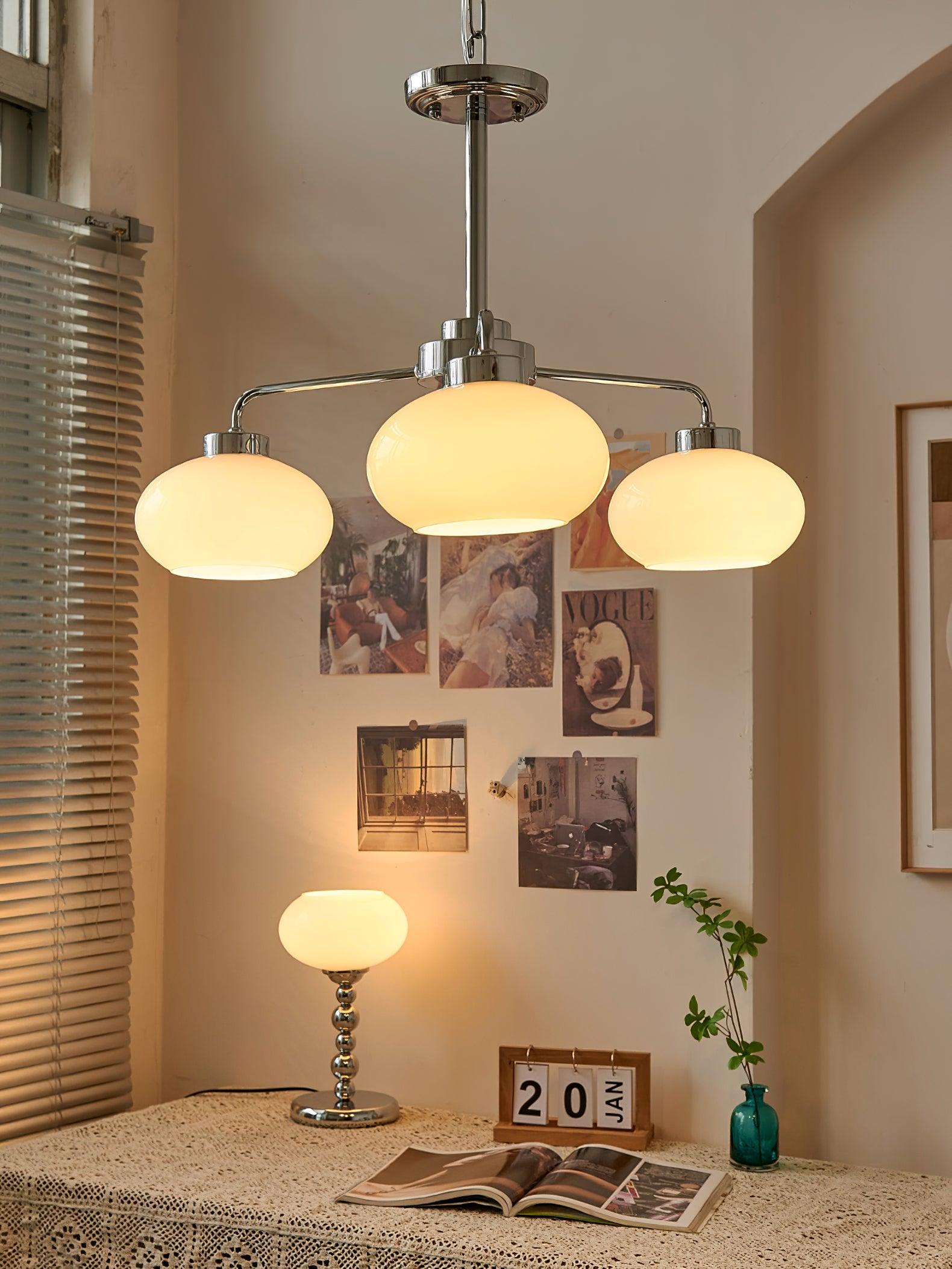 Lustra Kronleuchter Glas Chrom Geometrisch Retro-Letslighting