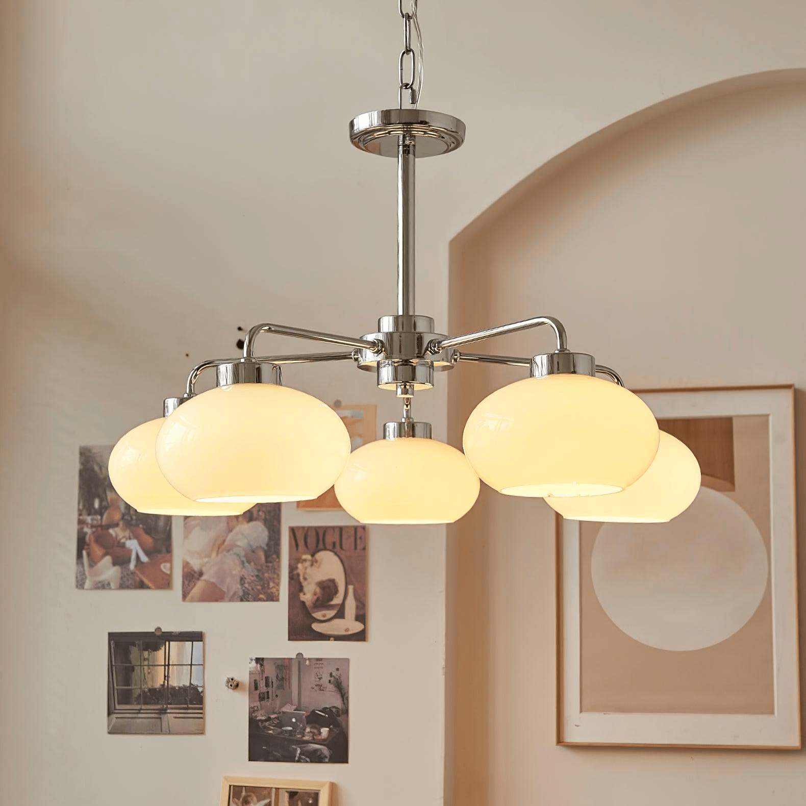 Lustra Kronleuchter Glas Chrom Geometrisch Retro-Letslighting