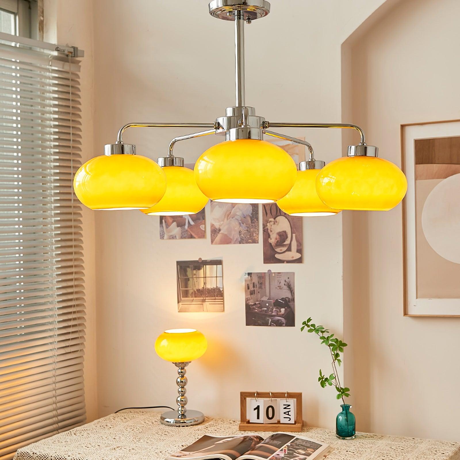Lustra Kronleuchter Glas Chrom Geometrisch Retro-Letslighting