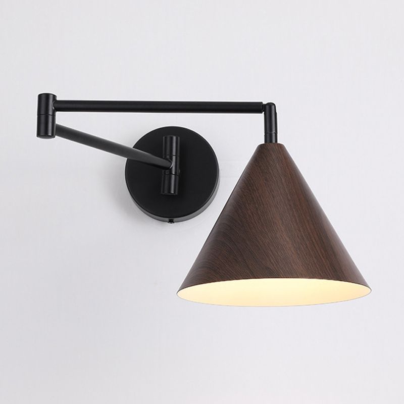 Muto Verstellbare Wandleuchte, Kegelförmig, Metall/Holz, Schlafzimmer