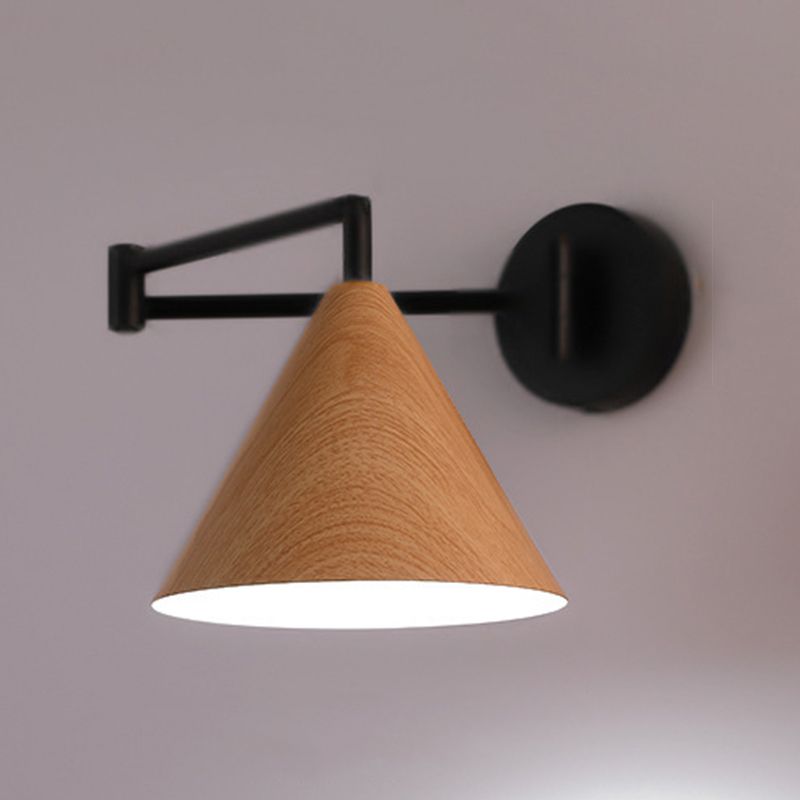 Muto Verstellbare Wandleuchte, Kegelförmig, Metall/Holz, Schlafzimmer