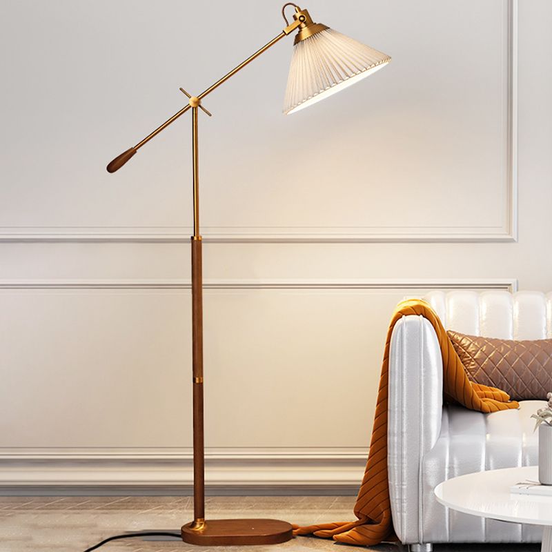 Muto Plissiert Retro Stehleuchte, Wohnzimmer, Weiß/Blau, Metall Holz