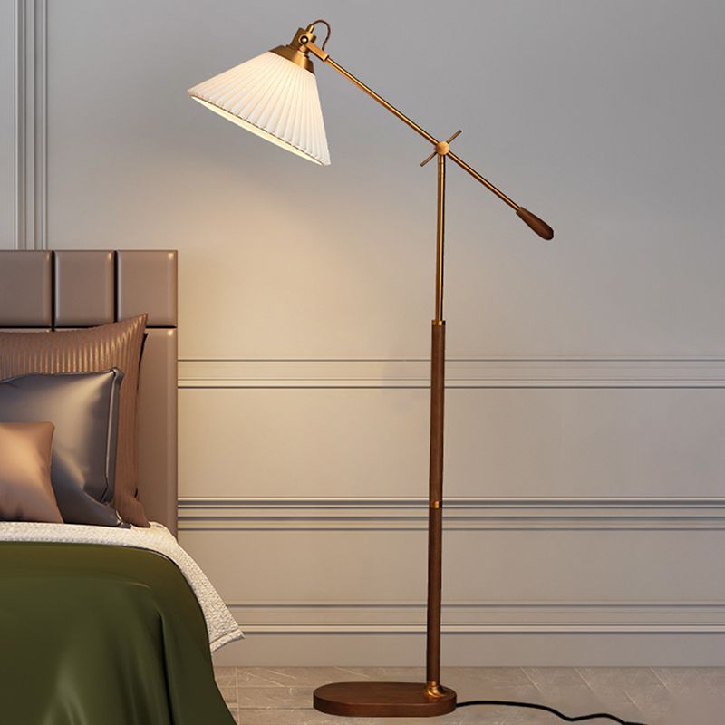 Muto Plissiert Retro Stehleuchte, Wohnzimmer, Weiß/Blau, Metall Holz