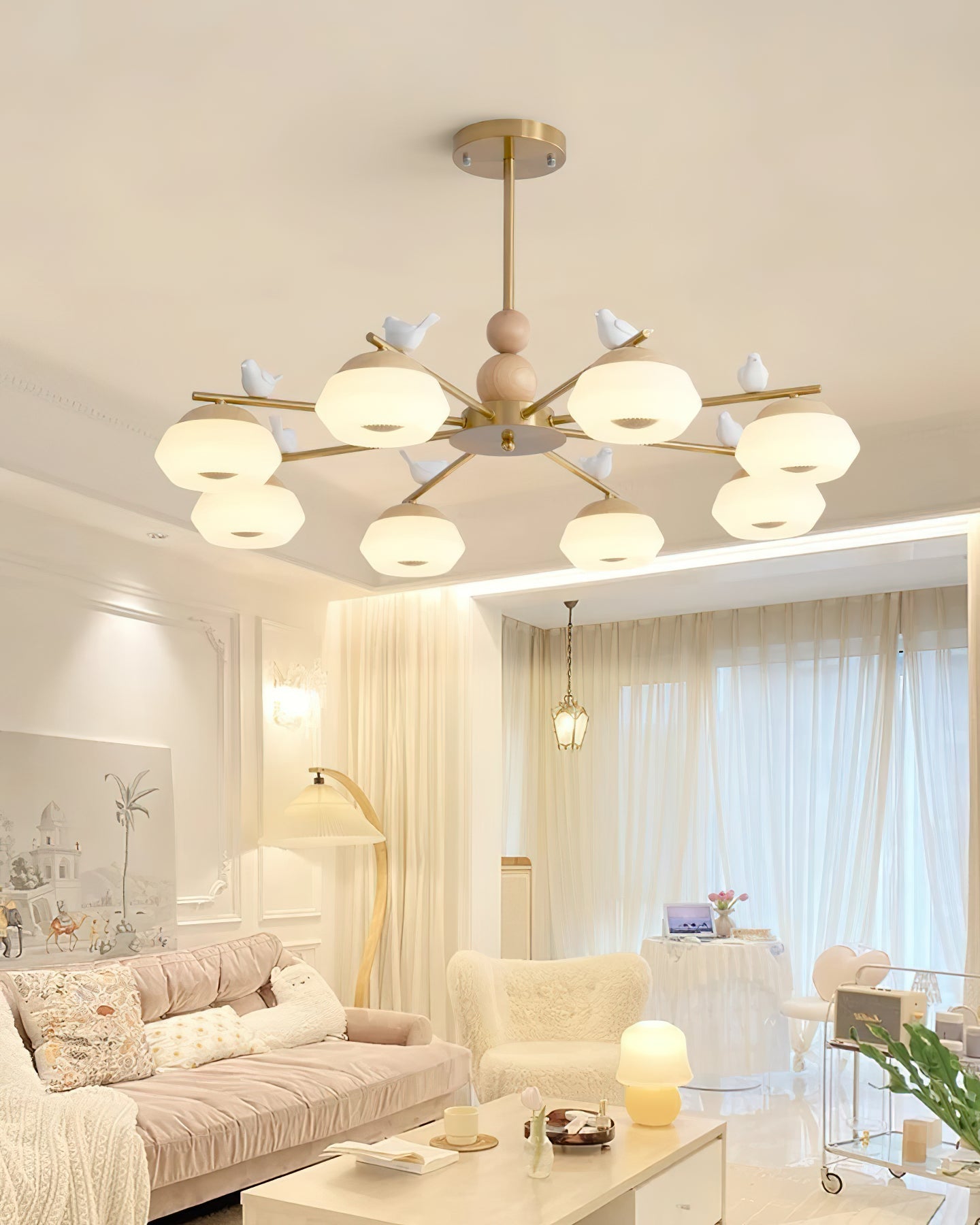 Lustra Kronleuchter Messing Vogel Ozawa Elegant-Letslighting