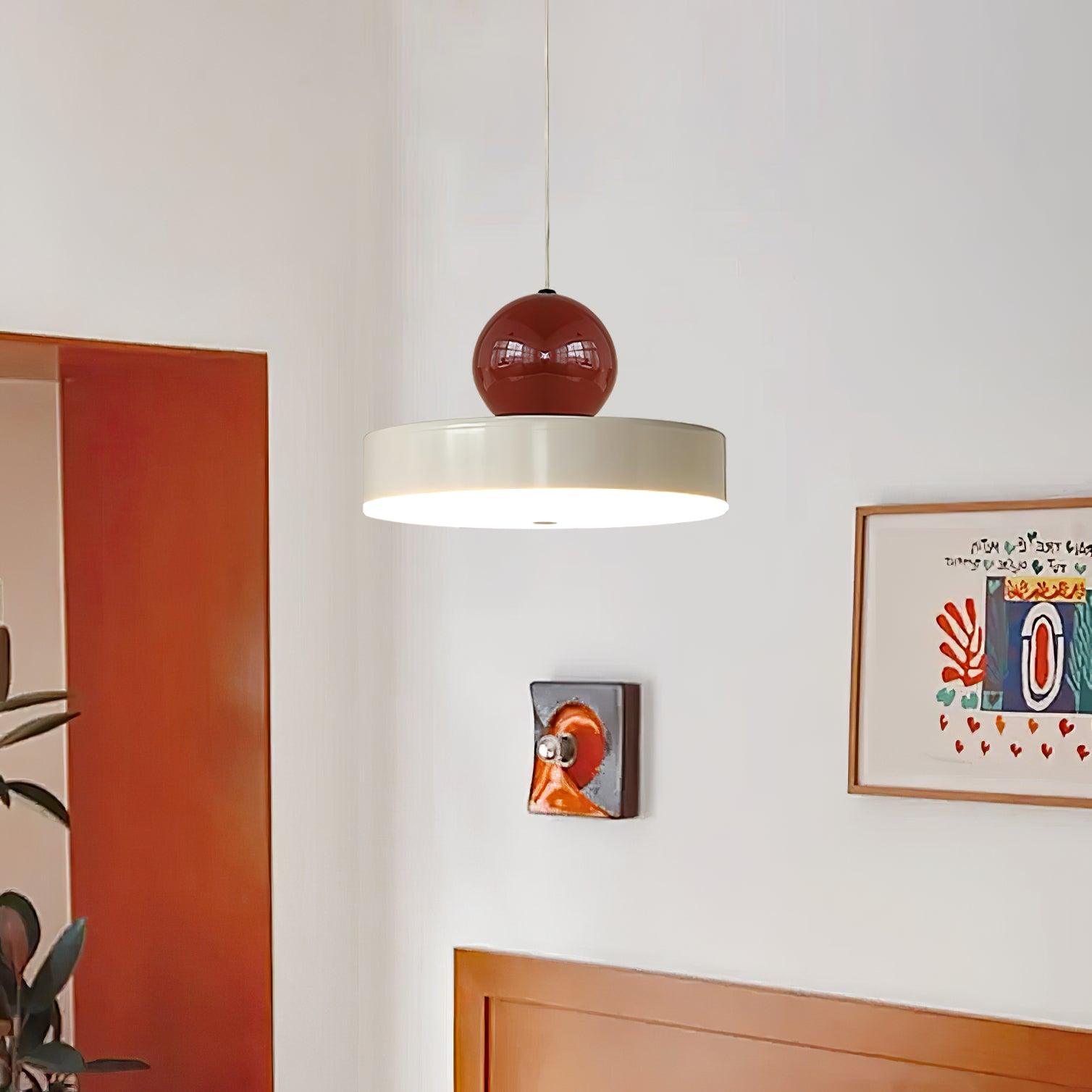 Pendant Lamp Metal Body Red Sphere Shade Modern Retro Accent - Letslighting