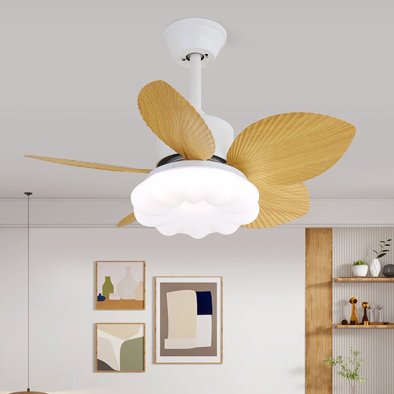 Liora Deckenventilatorleuchte aus Tropenholz, Modell D