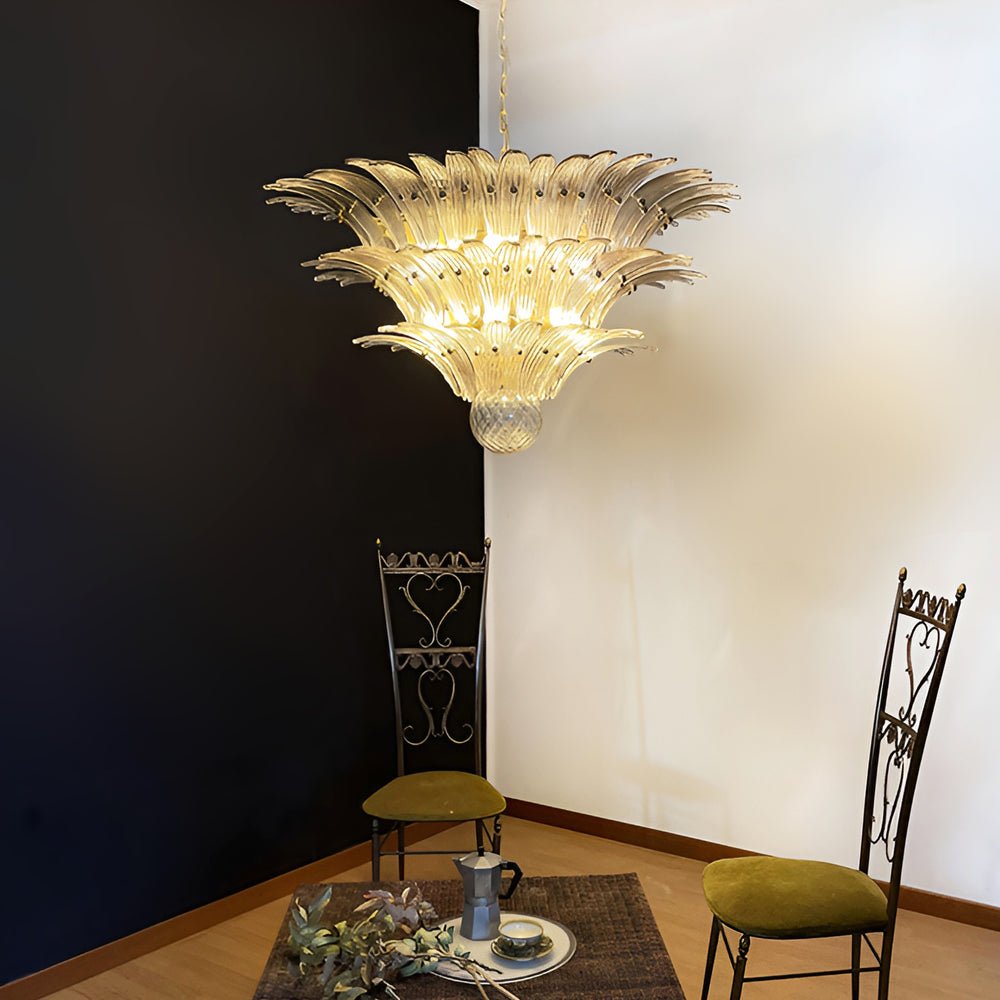 Aurora Chandelier Murano Glass Palm Leaf Tiered - Neutralighting