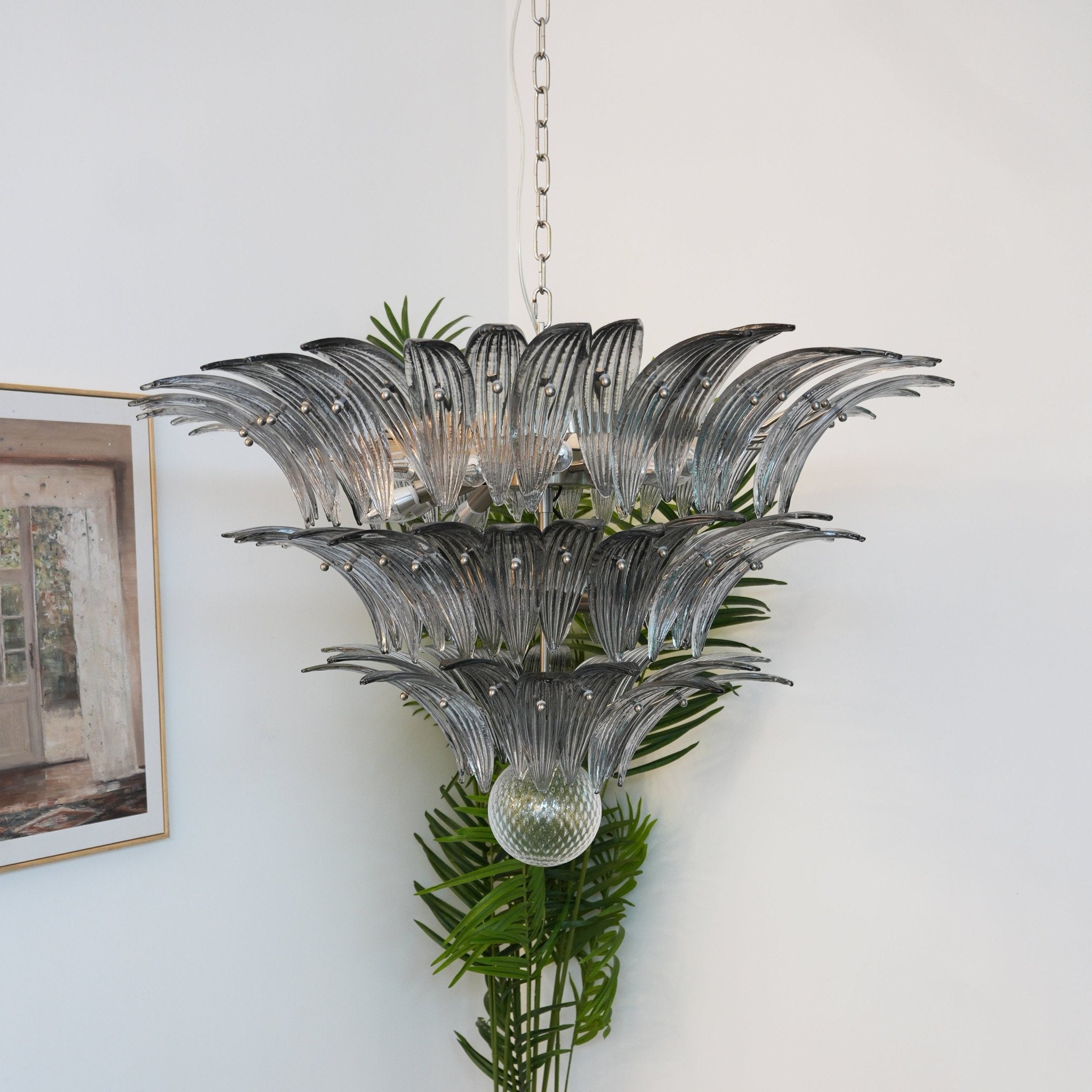 Aurora Chandelier Murano Glass Palm Leaf Tiered - Neutralighting