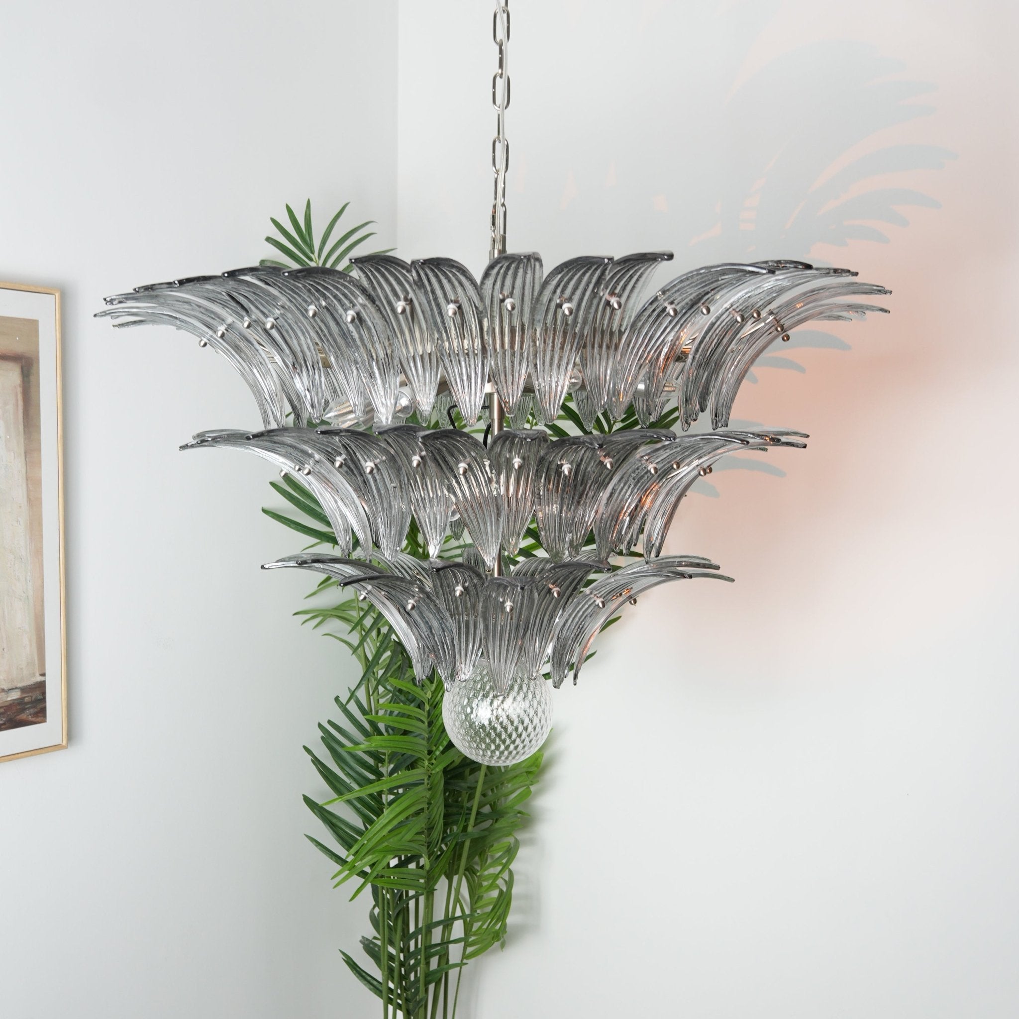 Aurora Chandelier Murano Glass Palm Leaf Tiered - Neutralighting
