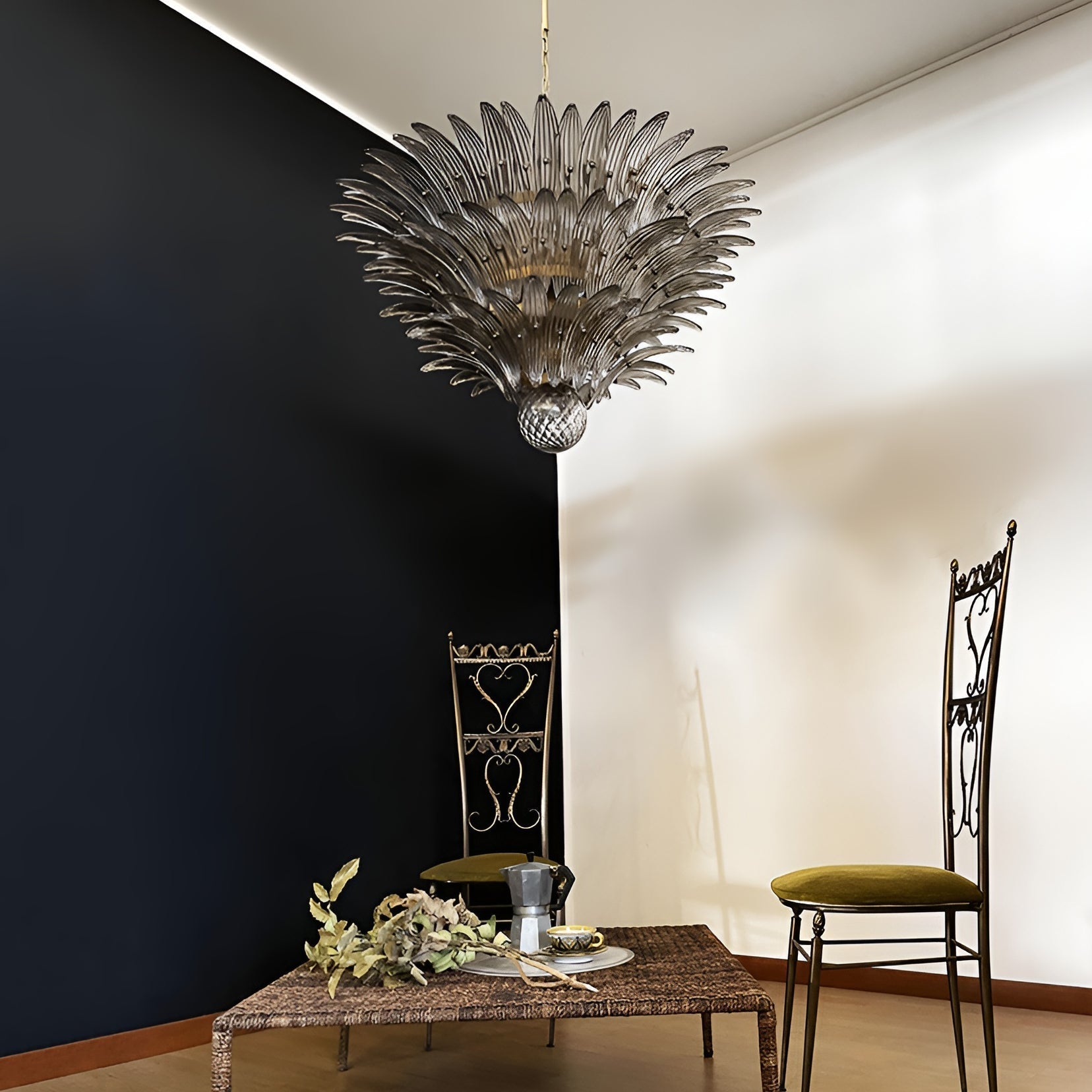 Aurora Chandelier Murano Glass Palm Leaf Tiered - Neutralighting