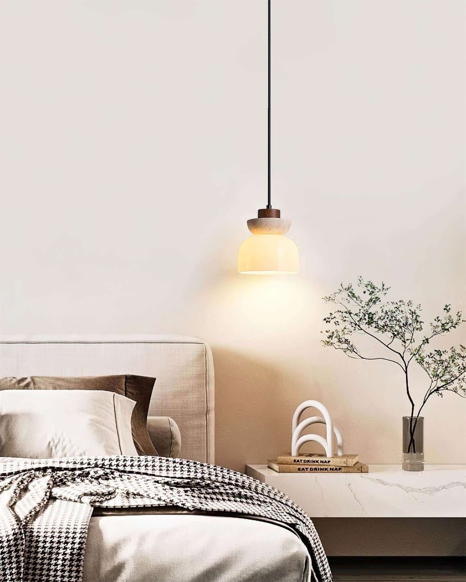 Ritta Travertine Dome Glass Pendant Light - Letslighting