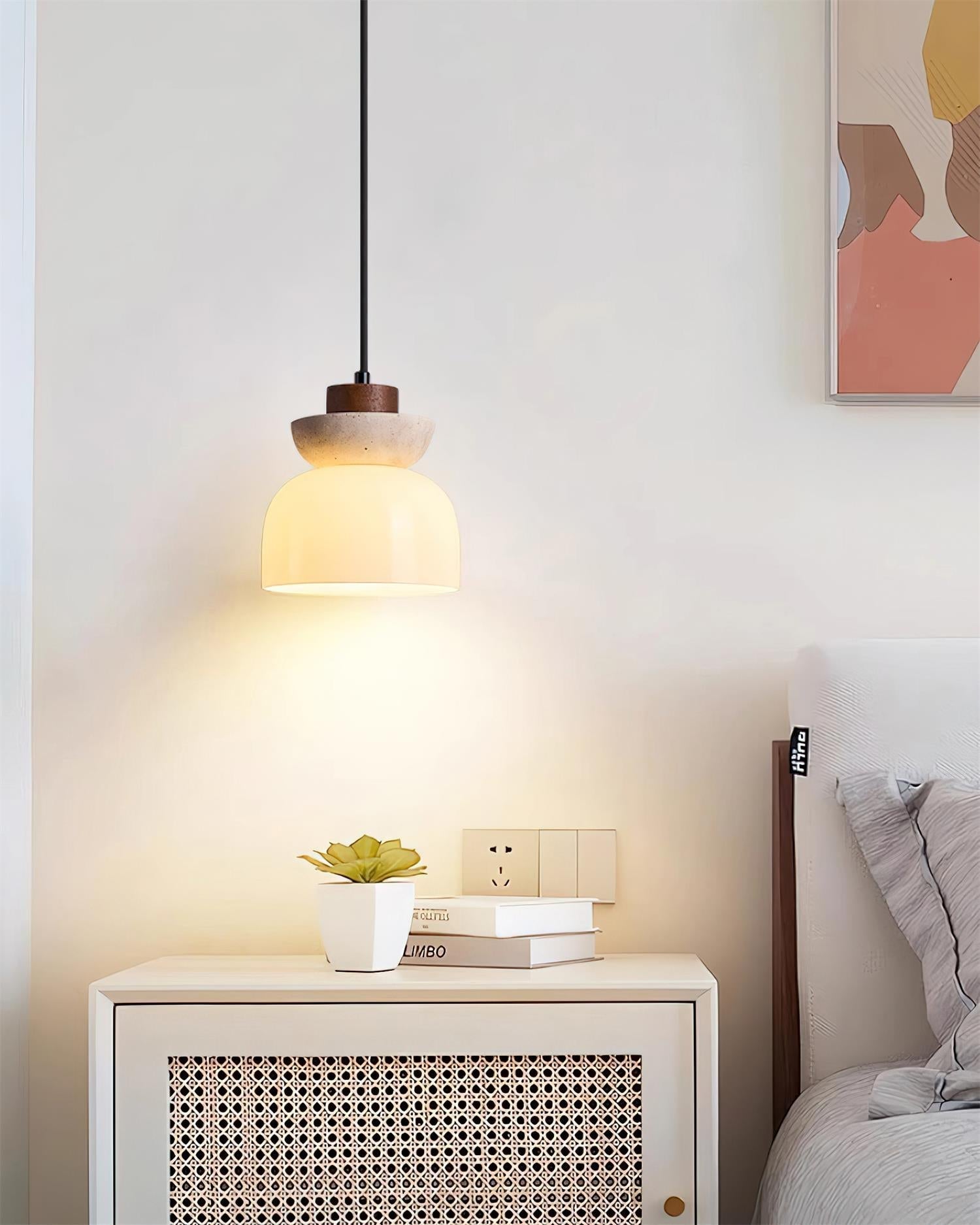 Ritta Travertine Dome Glass Pendant Light - Letslighting