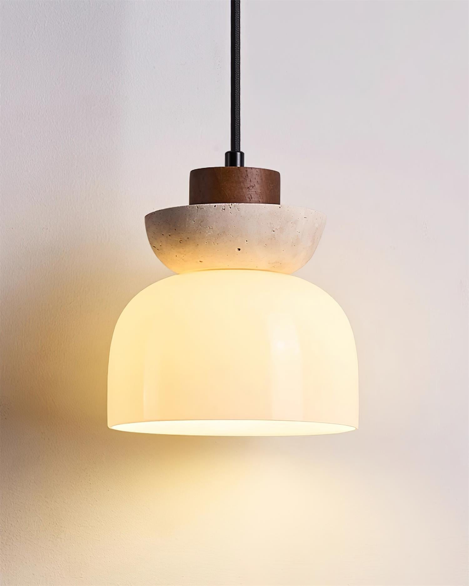 Ritta Travertine Dome Glass Pendant Light - Letslighting