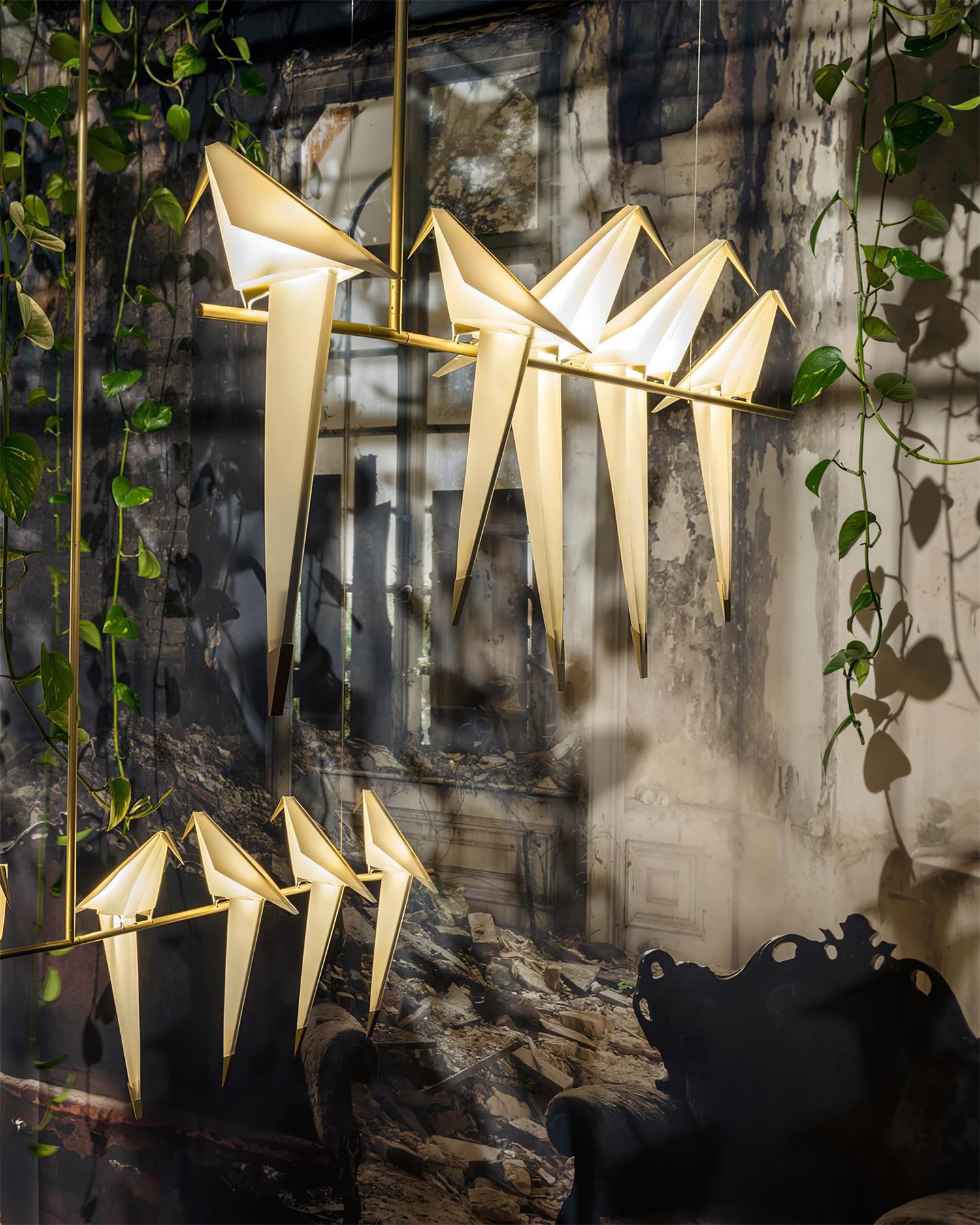 Paper Crane Bird LED Chandelier - Blowlighting